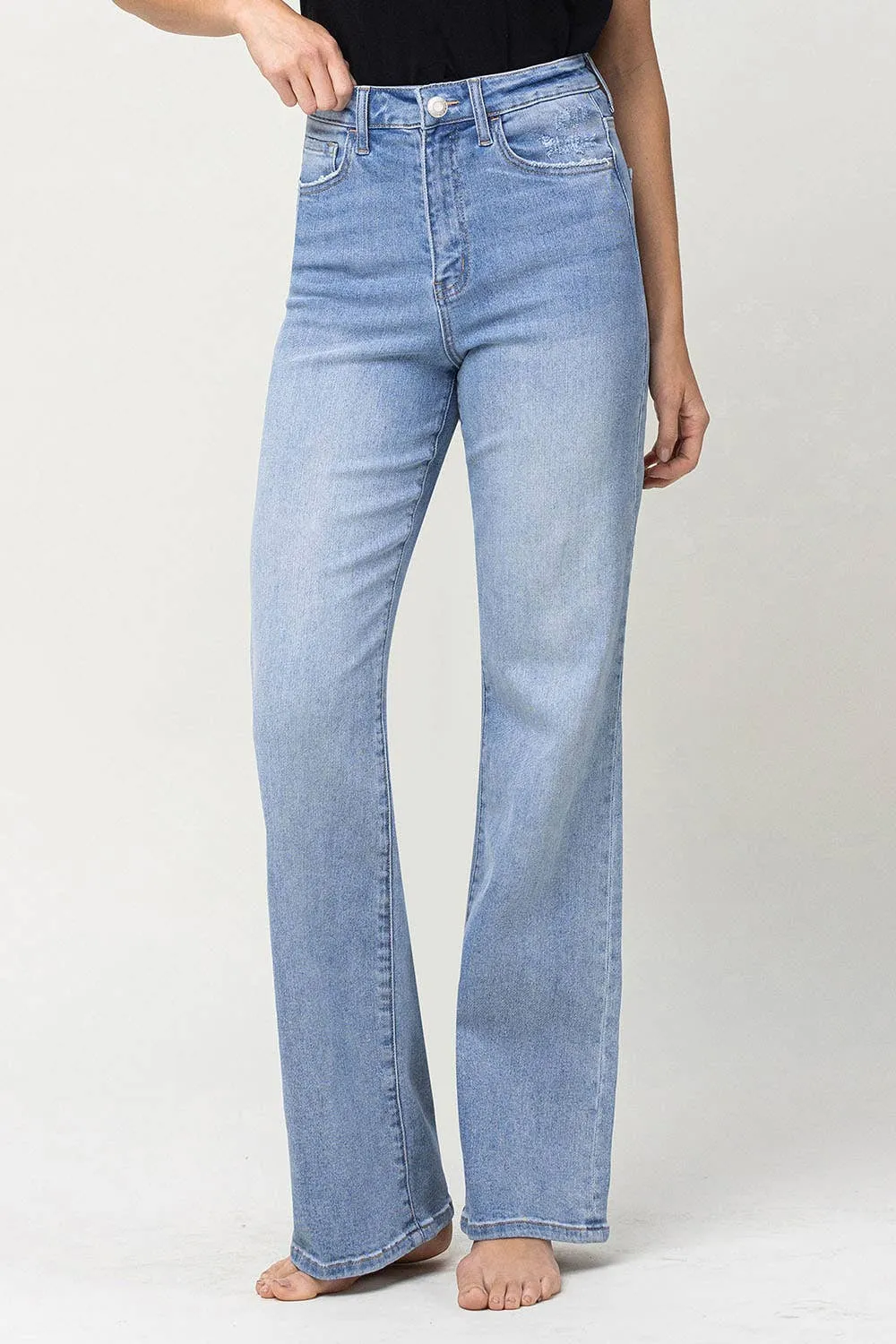 90'S VINTAGE SUPER HIGH RISE FLARE JEANS -GREENE