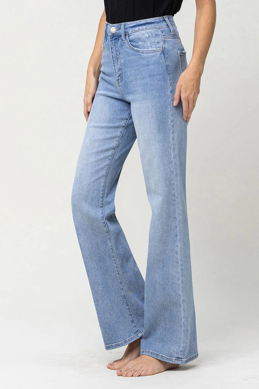 90'S VINTAGE SUPER HIGH RISE FLARE JEANS -GREENE