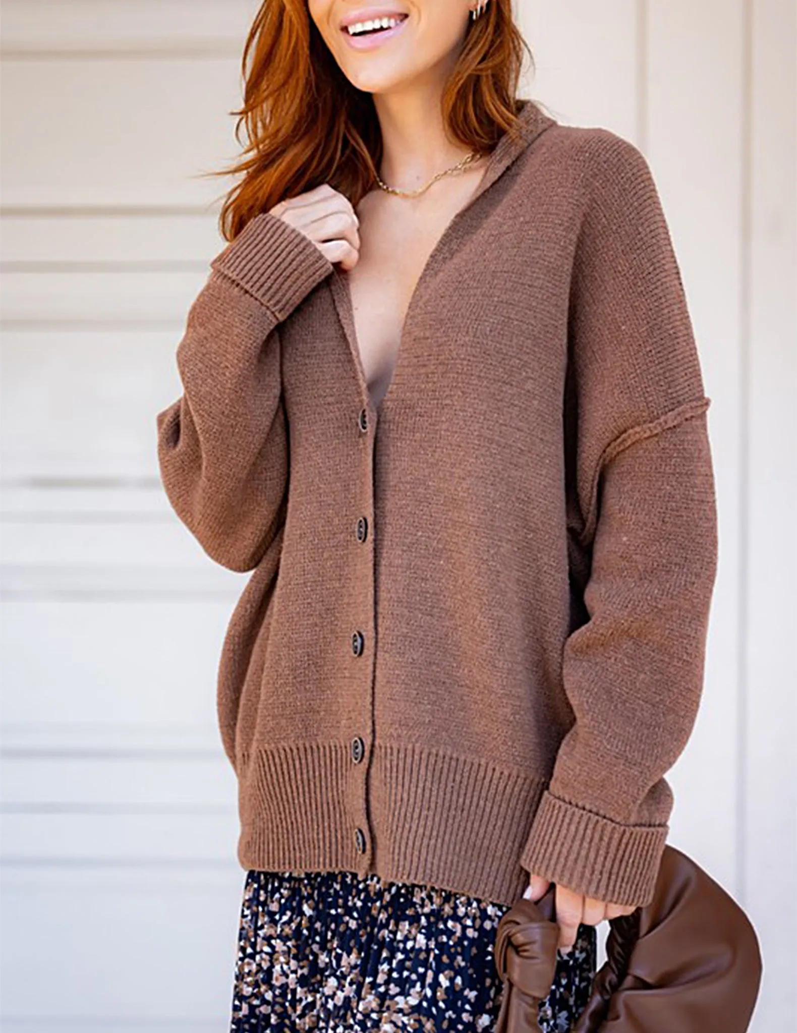 Abigail Rolled Collar Oversized Cardigan