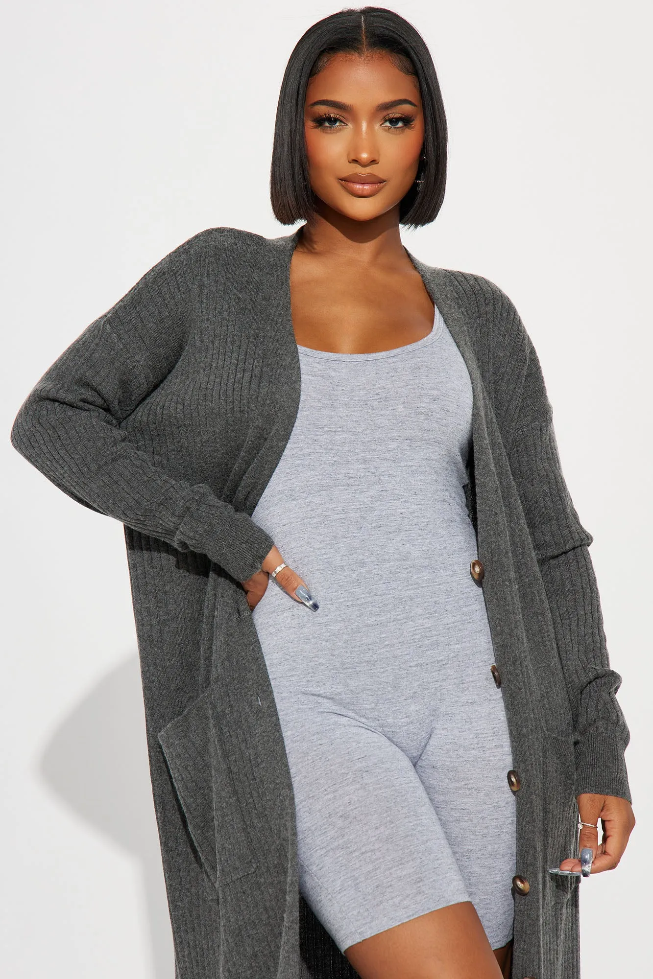 All Weekend Long Cardigan - Grey