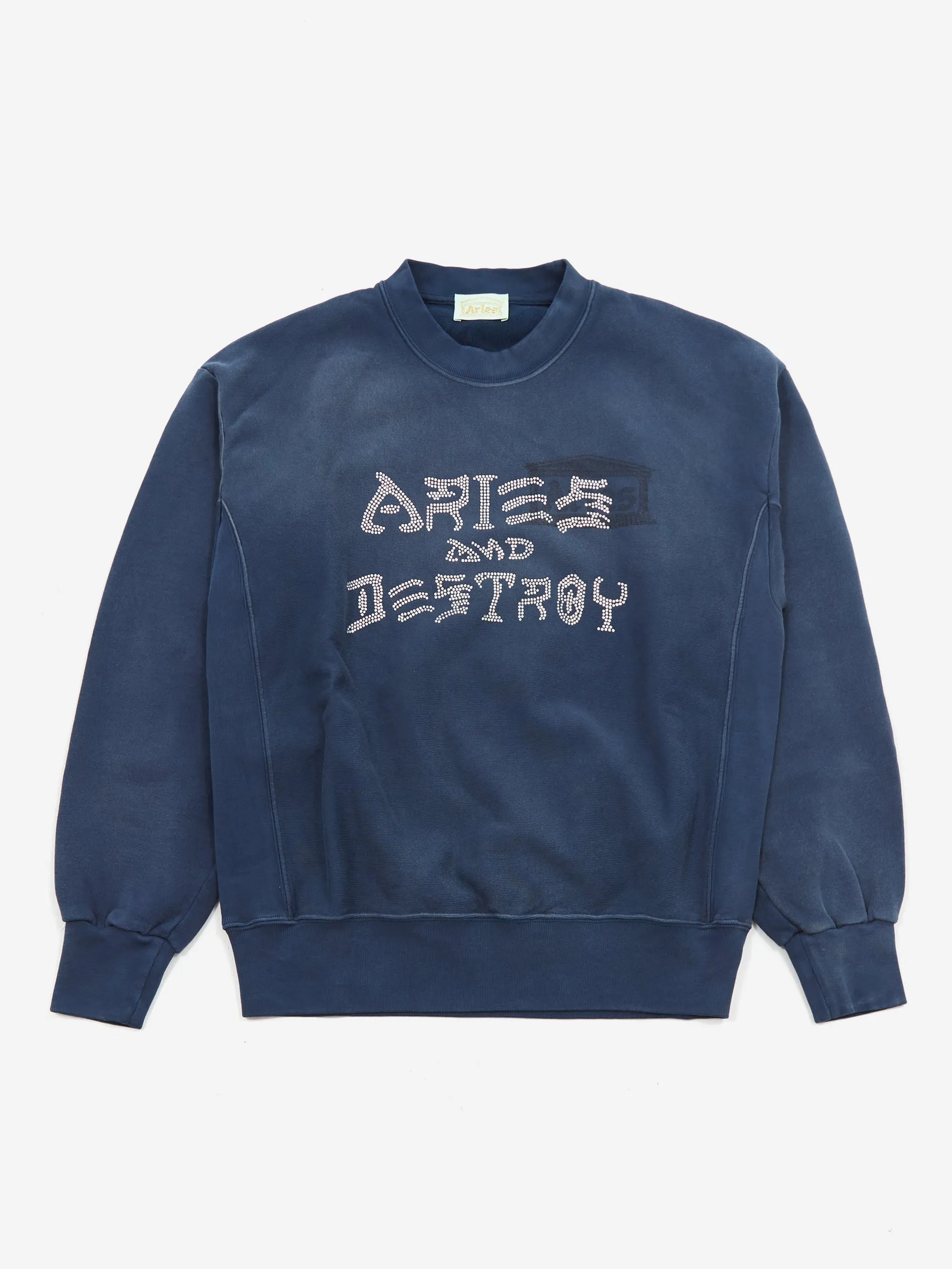 Aries Aged Aries and Destroy Diamante Sweatshirt - Navy