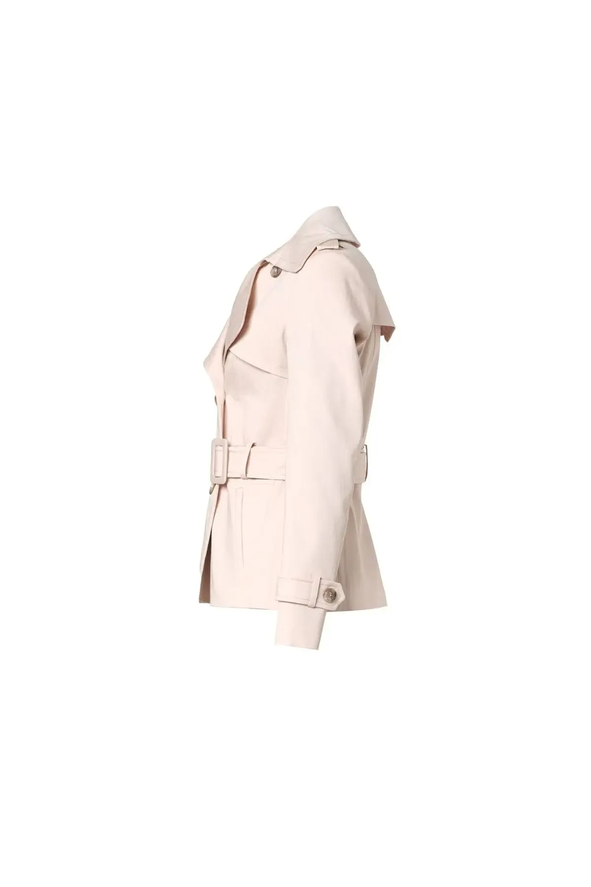 Beige Matilda Cotton Short Trench Coat