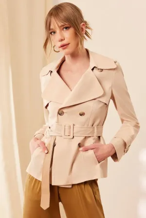 Beige Matilda Cotton Short Trench Coat