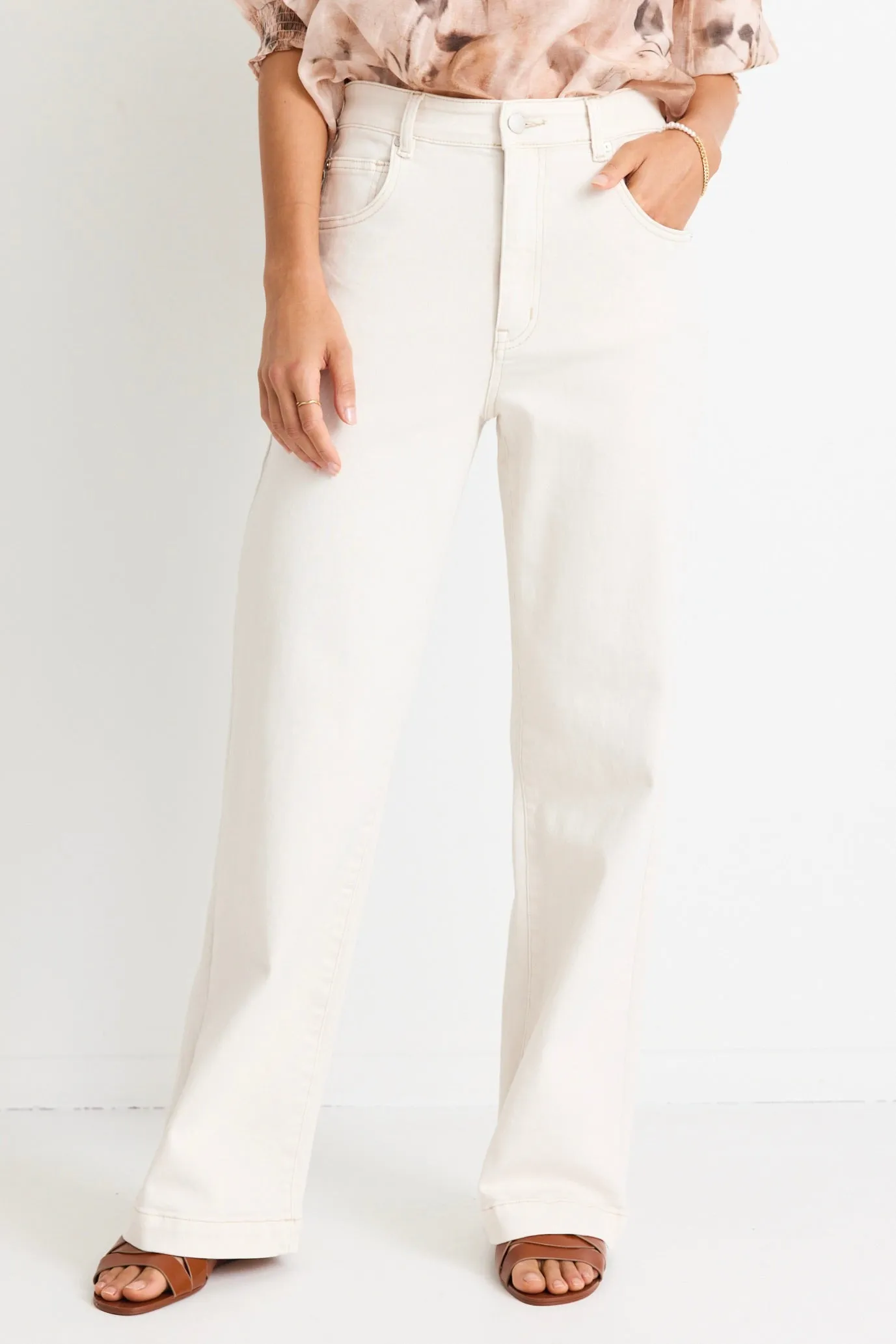 Billie Ivory High Waist Wide Leg Jean