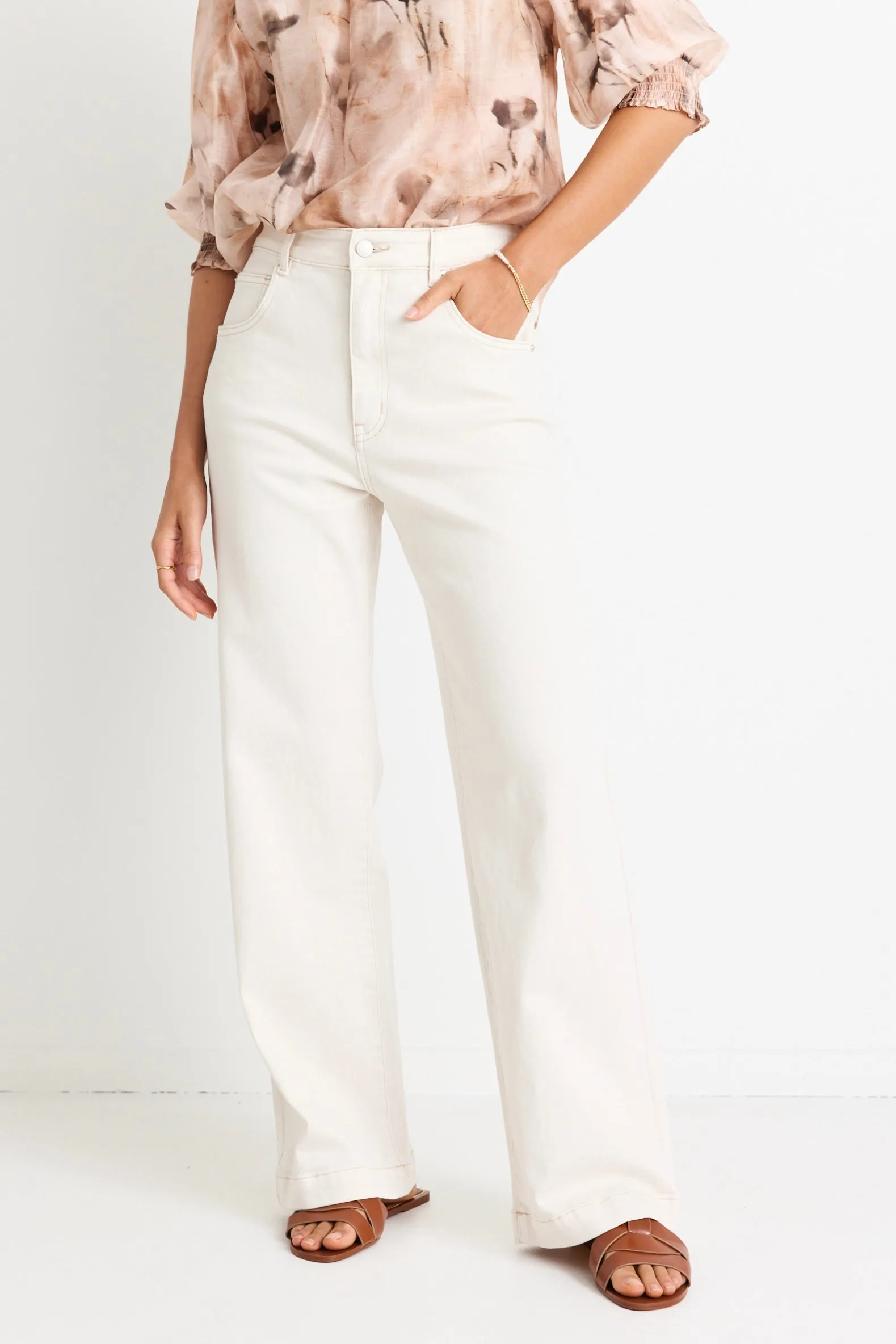 Billie Ivory High Waist Wide Leg Jean