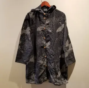 Black Crane Button Up Hoodies jacket