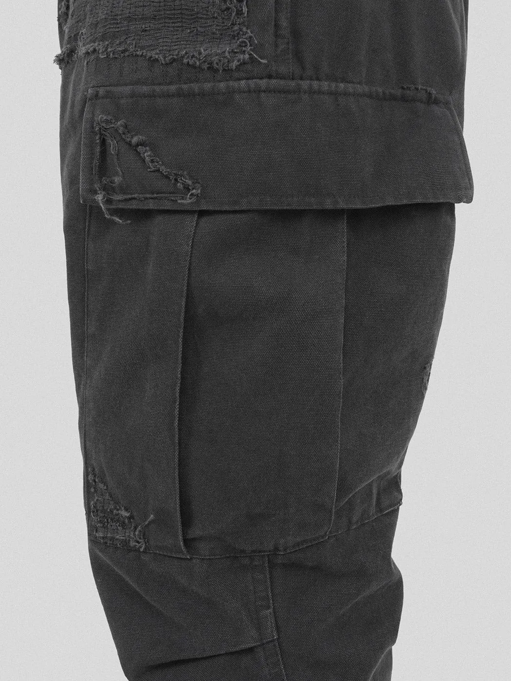 Black Distressed Cargo Pants