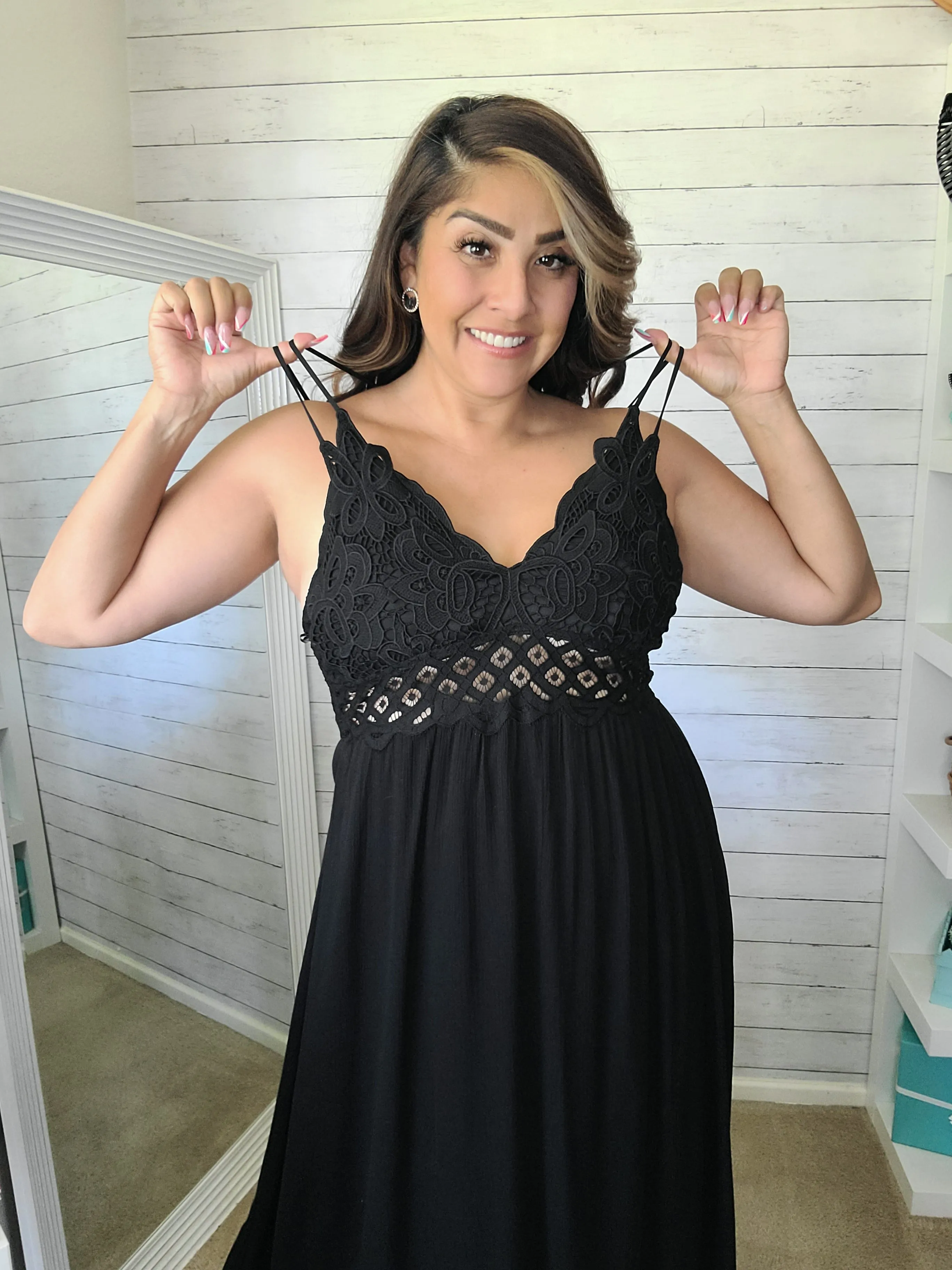 Black Lace Bralette Maxi Dress