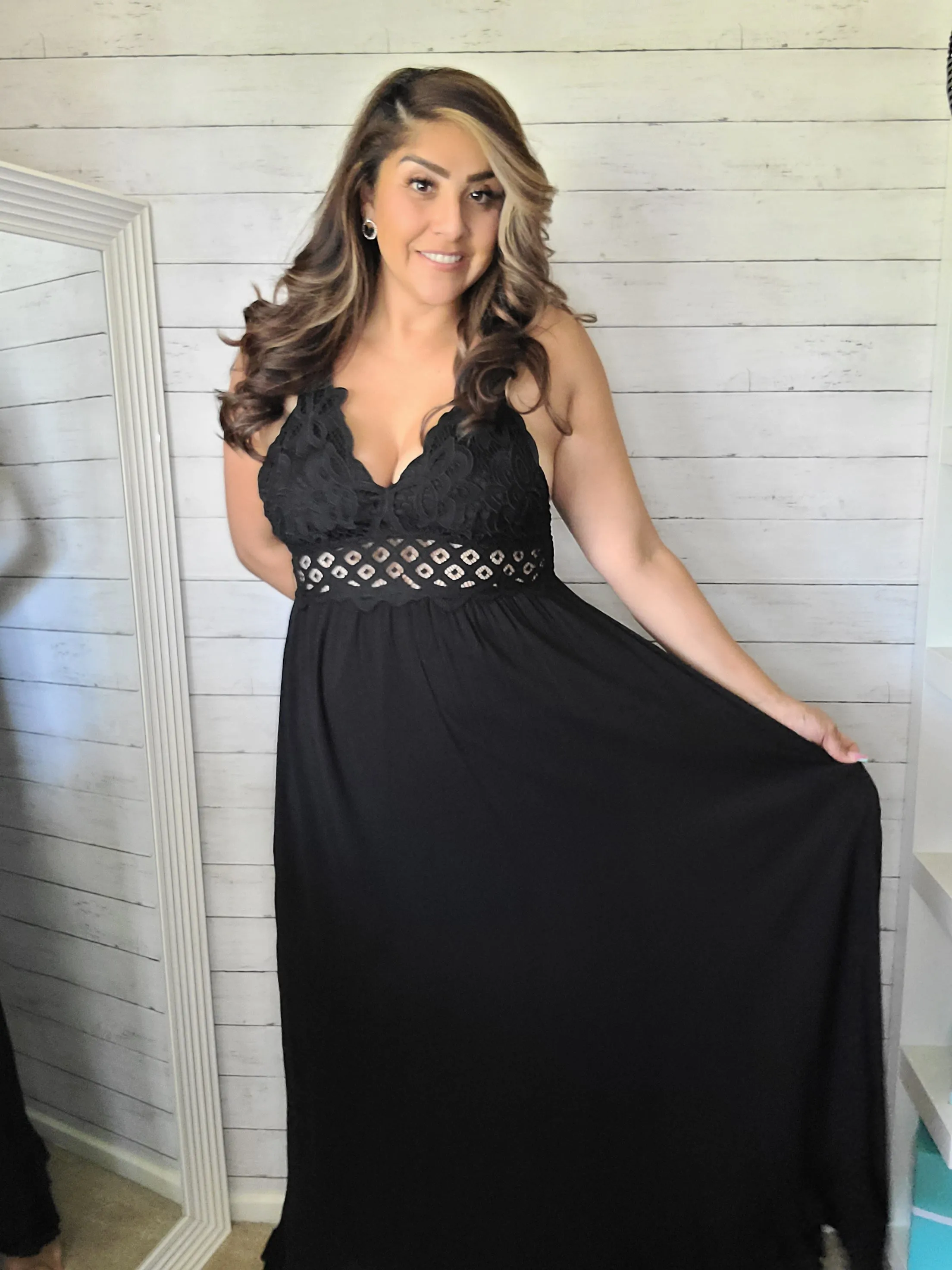 Black Lace Bralette Maxi Dress