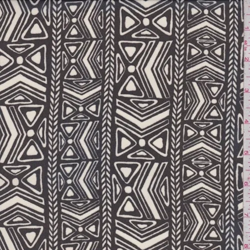 Black/Bone Tribal Stripe Chiffon Fabric