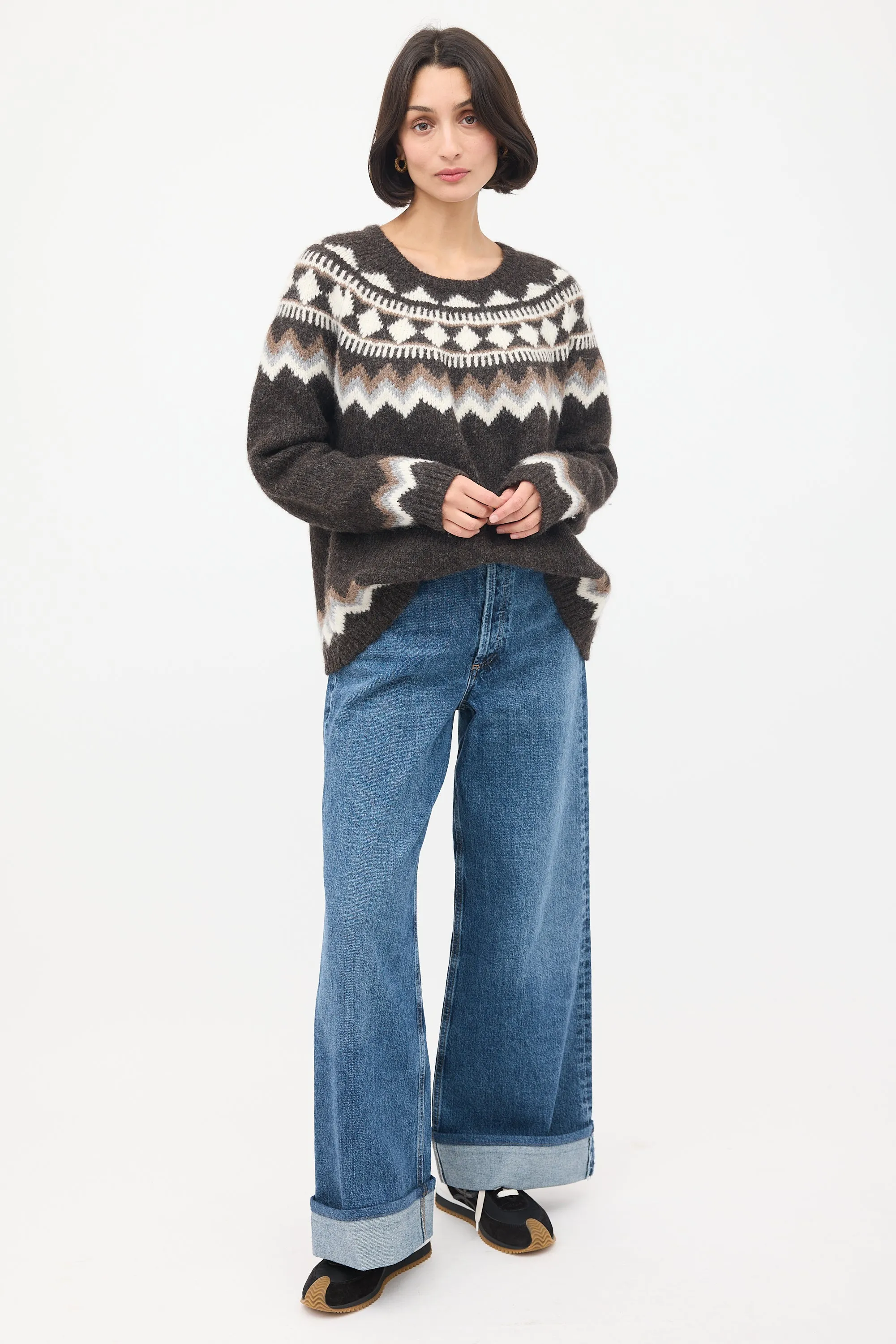 Brown & Multicolour Wool Fairisle Sweater