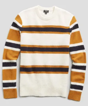 Color Block Stripe Alpaca Wool Sweater in Ivory