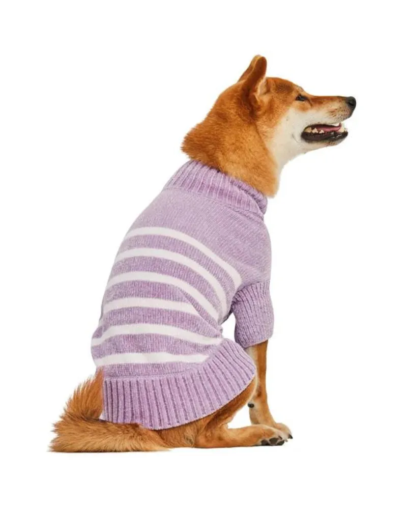 Cozy Soft Chenille Striped Dog Sweater in Lavender Frost (FINAL SALE)