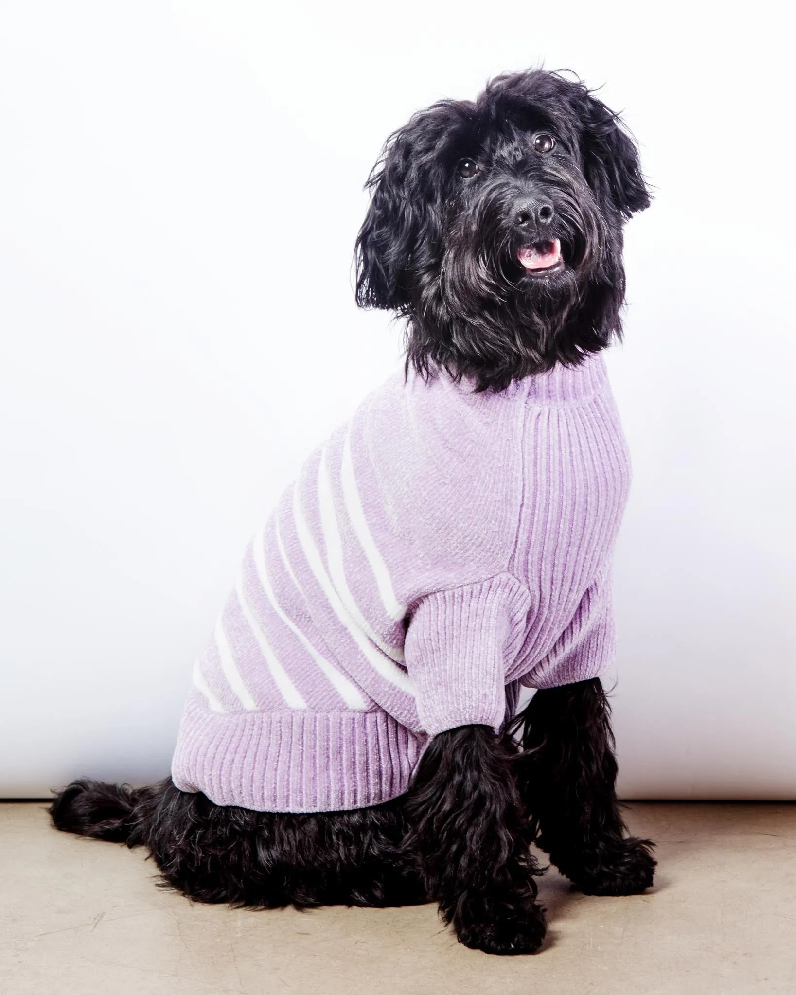 Cozy Soft Chenille Striped Dog Sweater in Lavender Frost (FINAL SALE)