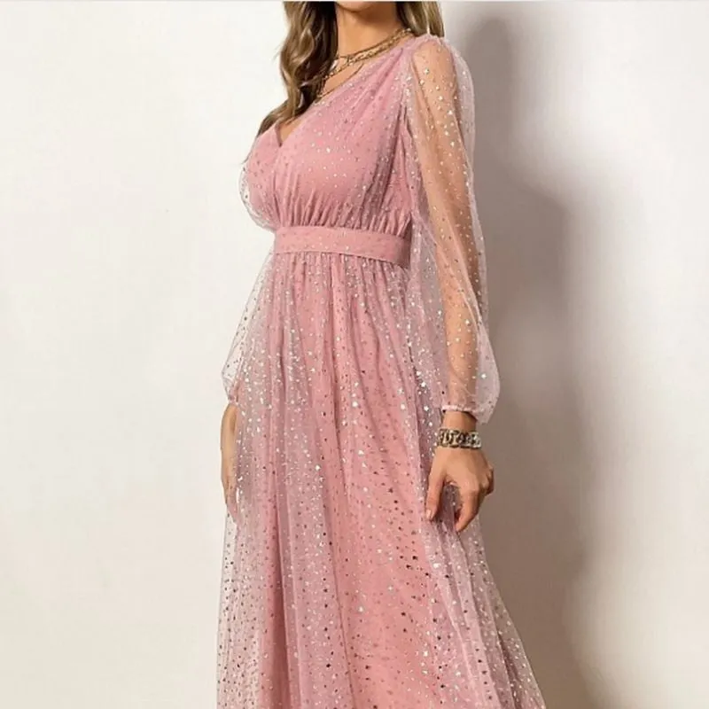 Dress Sequin Tulle Long Sleeve | Elegant Evening Dresses Tulle