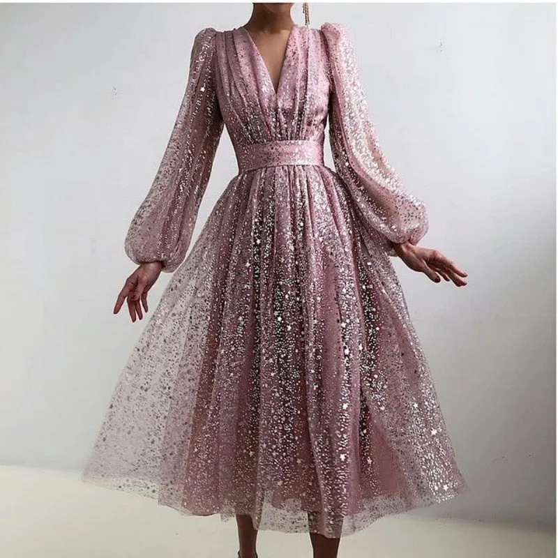 Dress Sequin Tulle Long Sleeve | Elegant Evening Dresses Tulle