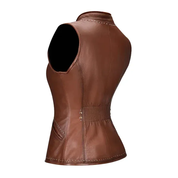 Embroidered honey leather reversible vest Style No. M253COB - Honey