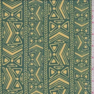 Emerald/Maize Tribal Stripe Chiffon Fabric