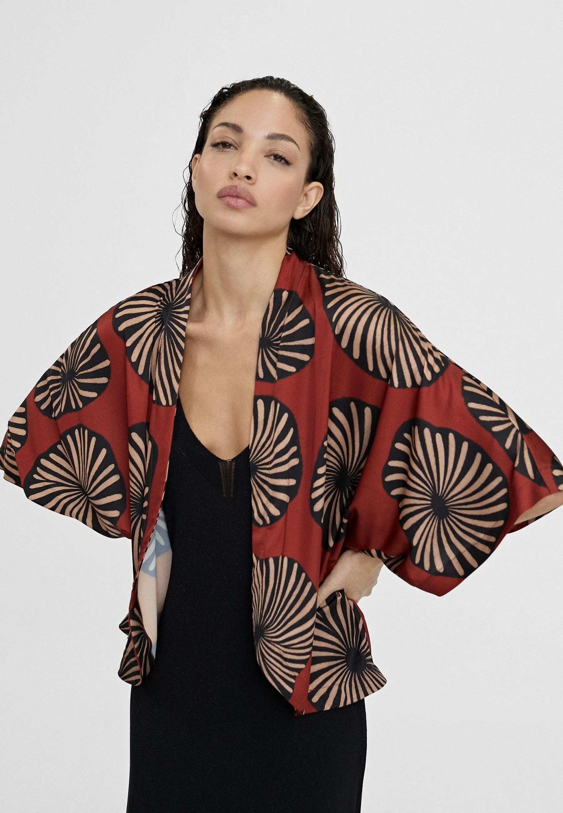 Flowing printed bolero