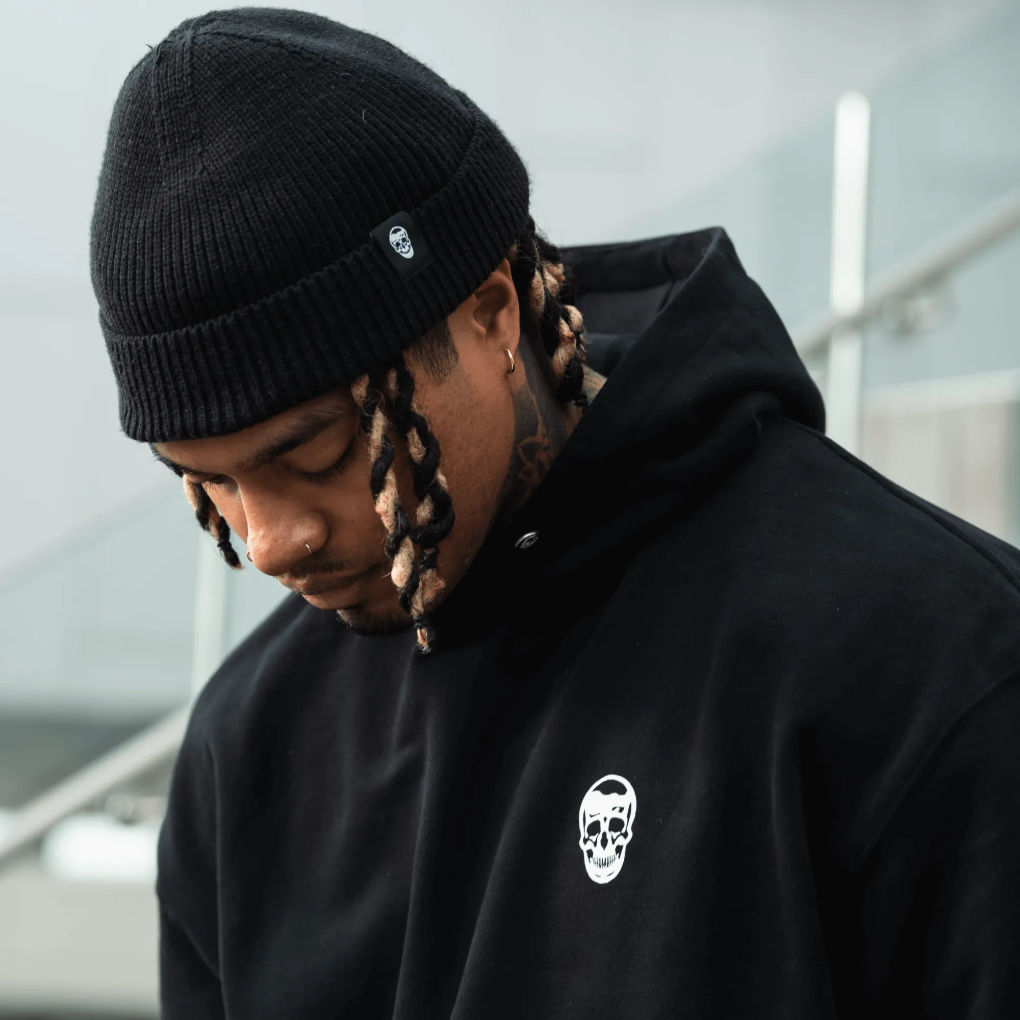 Heavyweight Core Skull Hoodie - Black/White