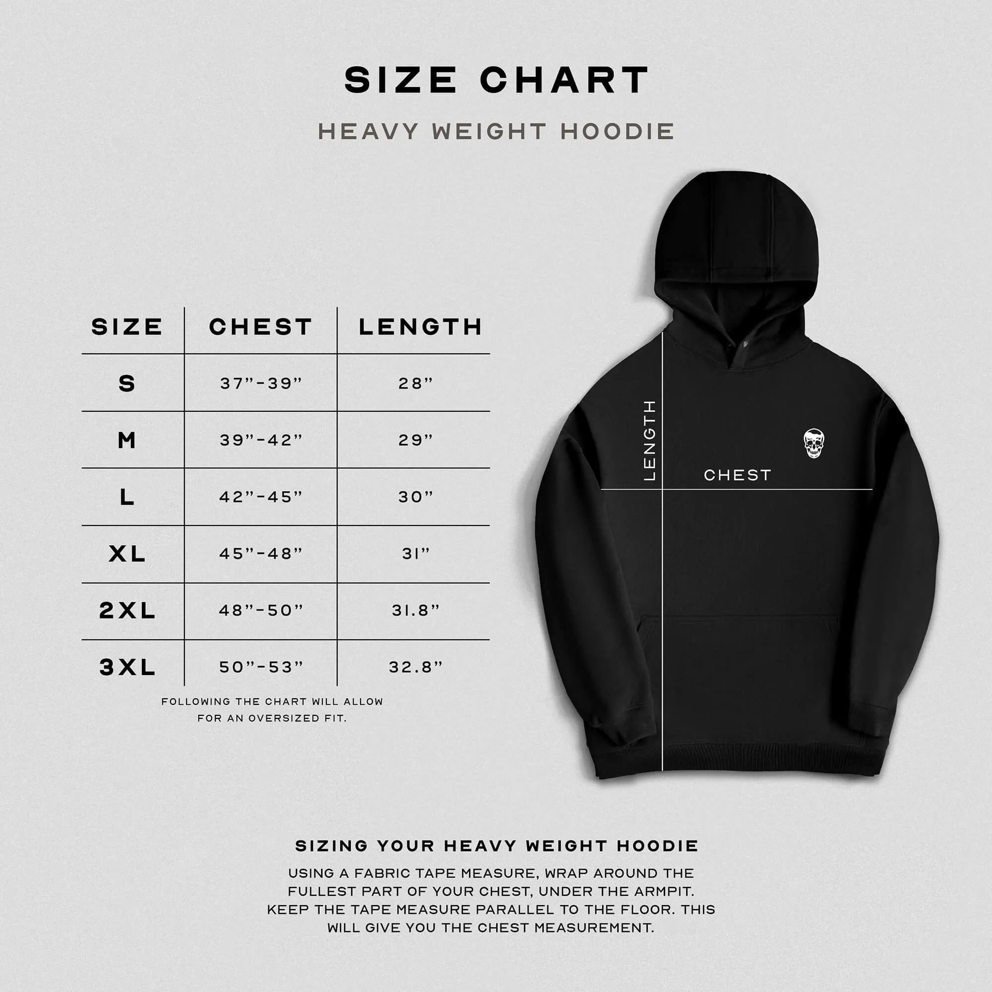 Heavyweight Core Skull Hoodie - Black/White