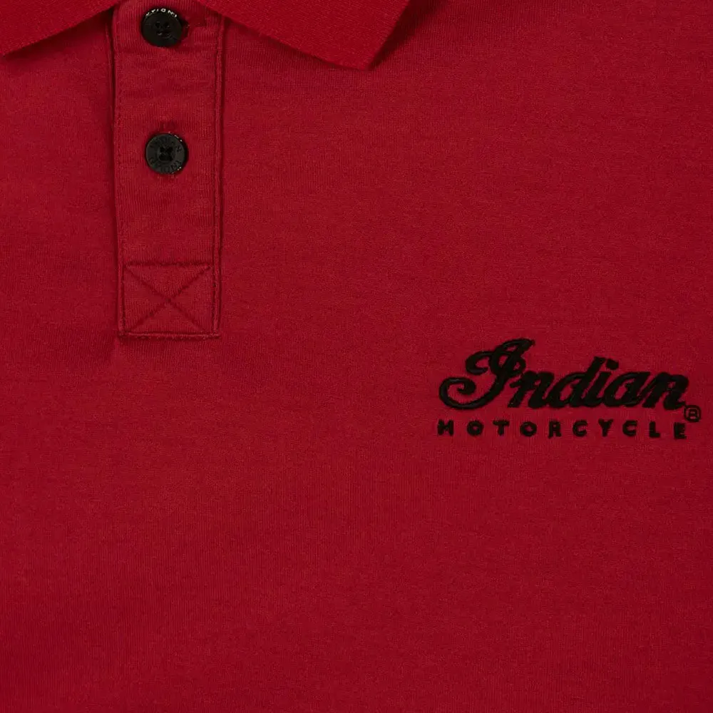 Indian Motorcycle  Mens Red Polo Shirt Soft Collared Short Sleeve Red