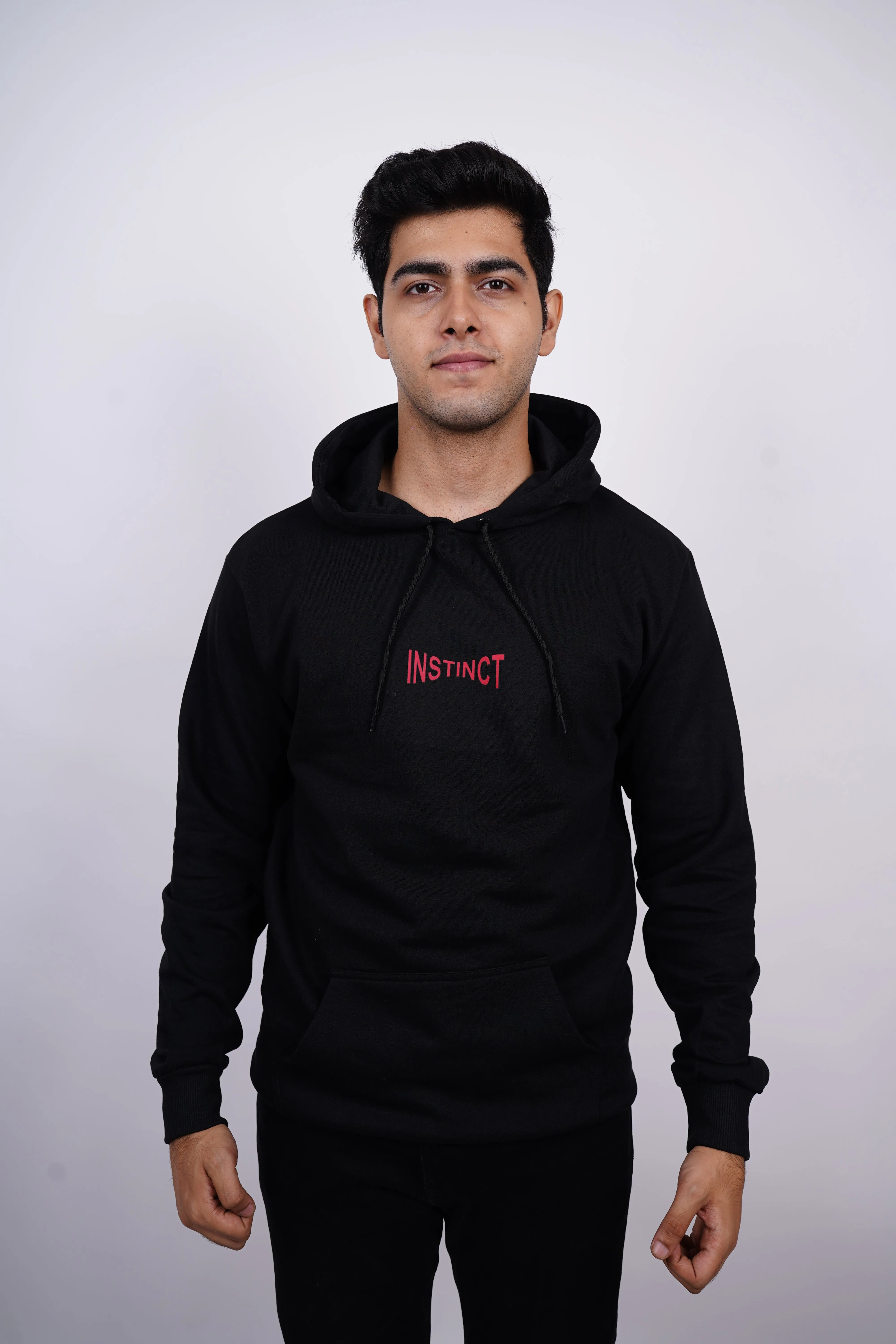 Instinct Relaxed fit Black Hoodie for Men By DemonWear