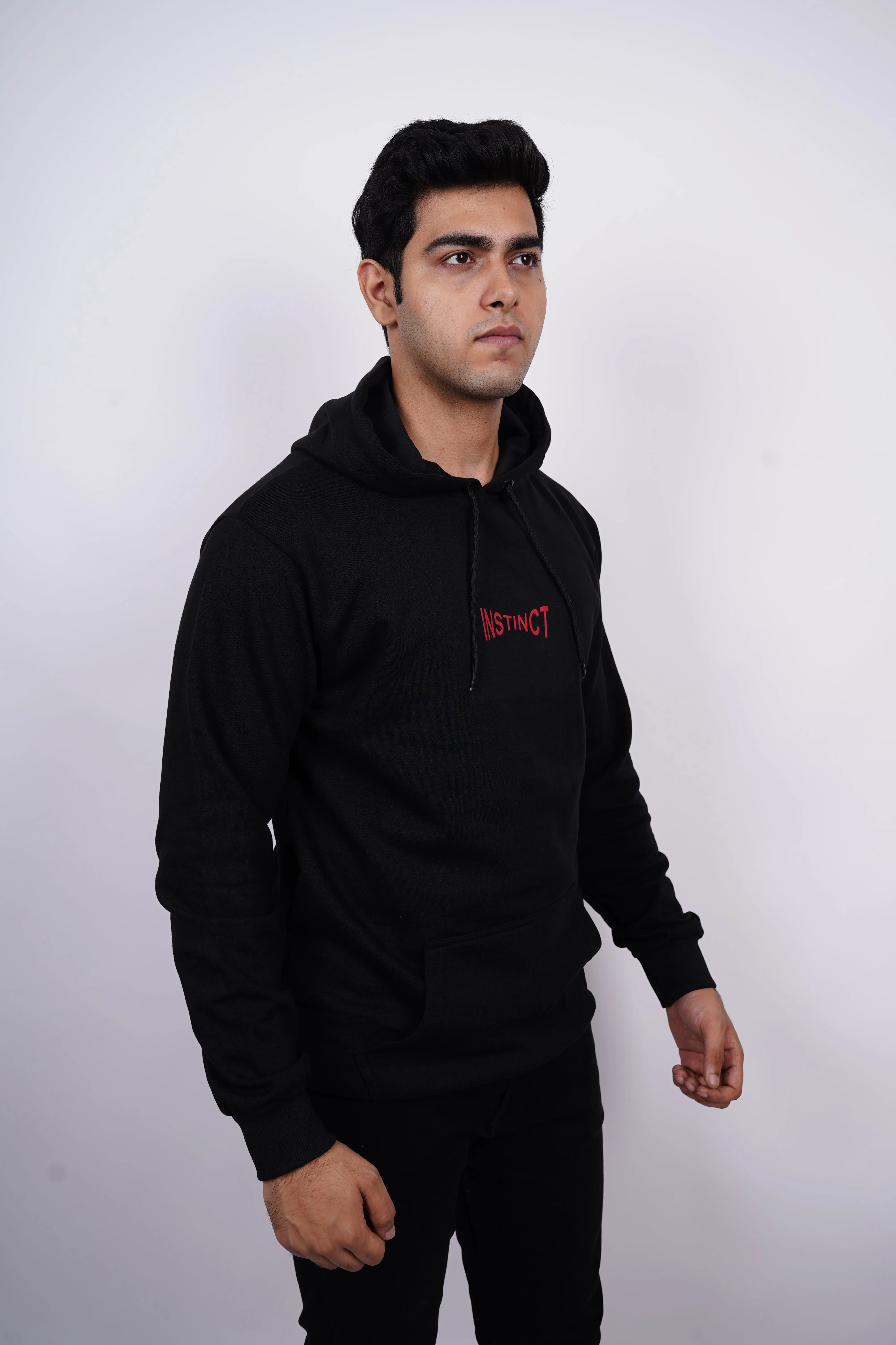 Instinct Relaxed fit Black Hoodie for Men By DemonWear