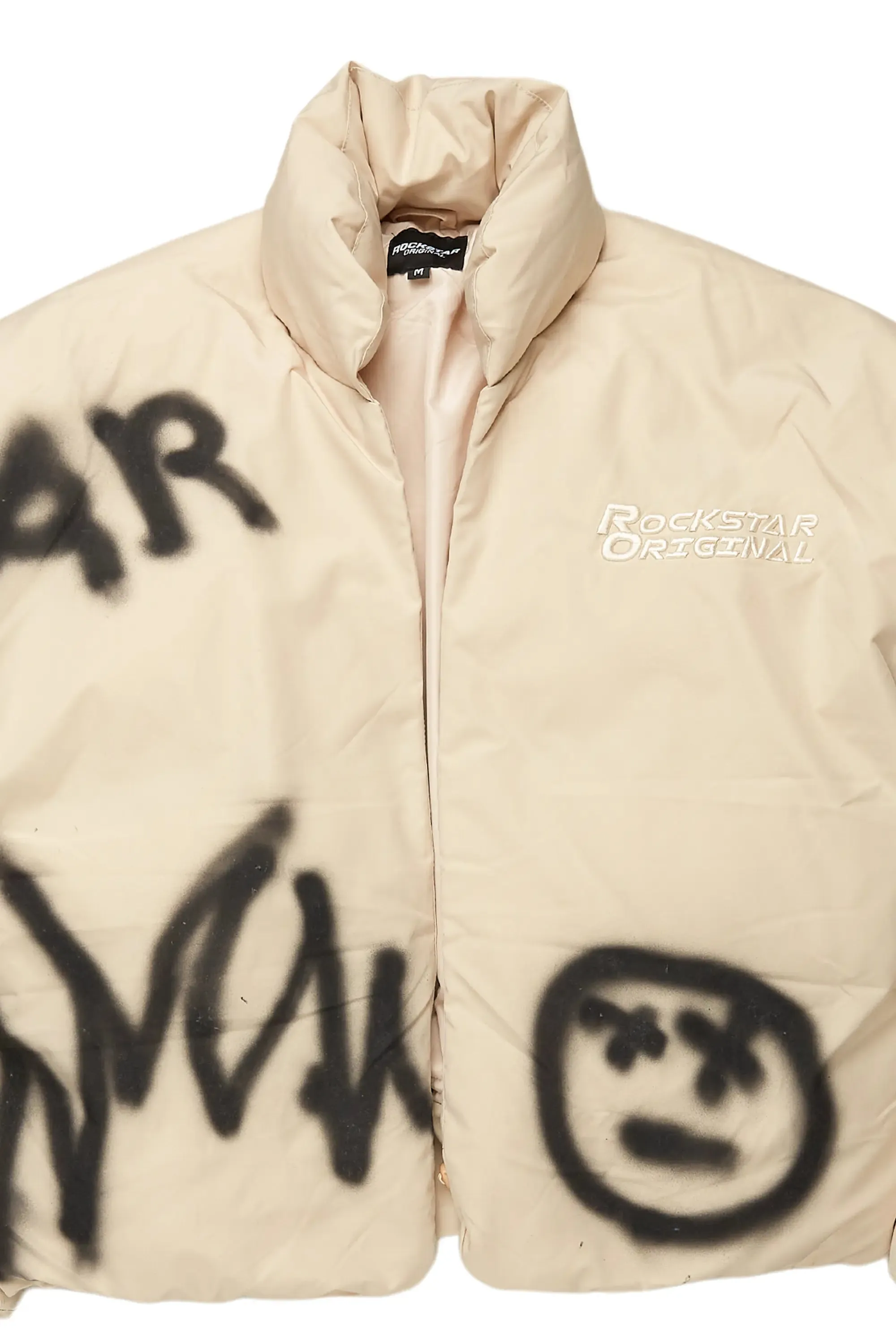 Keno Beige Graphic Puffer Jacket