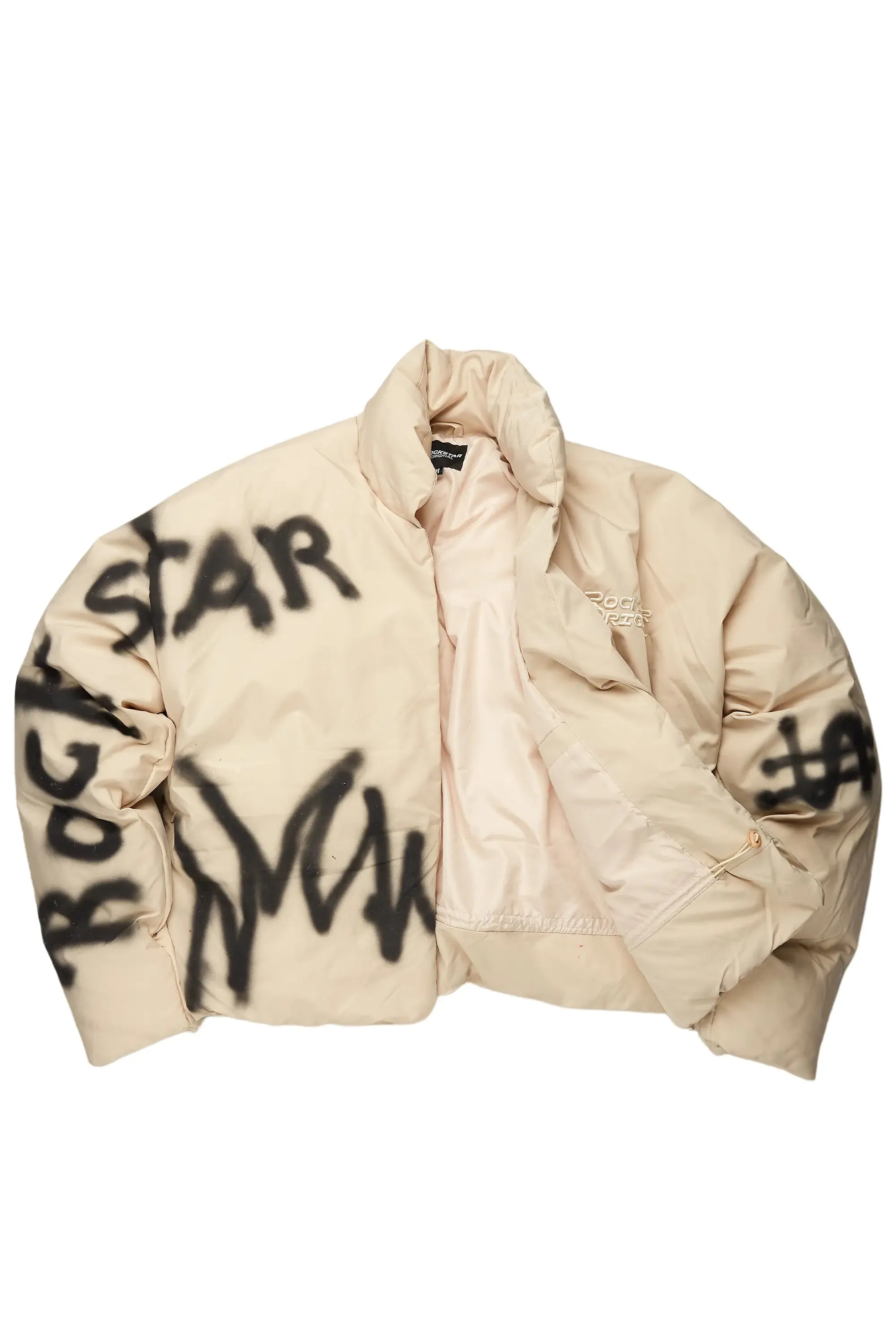 Keno Beige Graphic Puffer Jacket