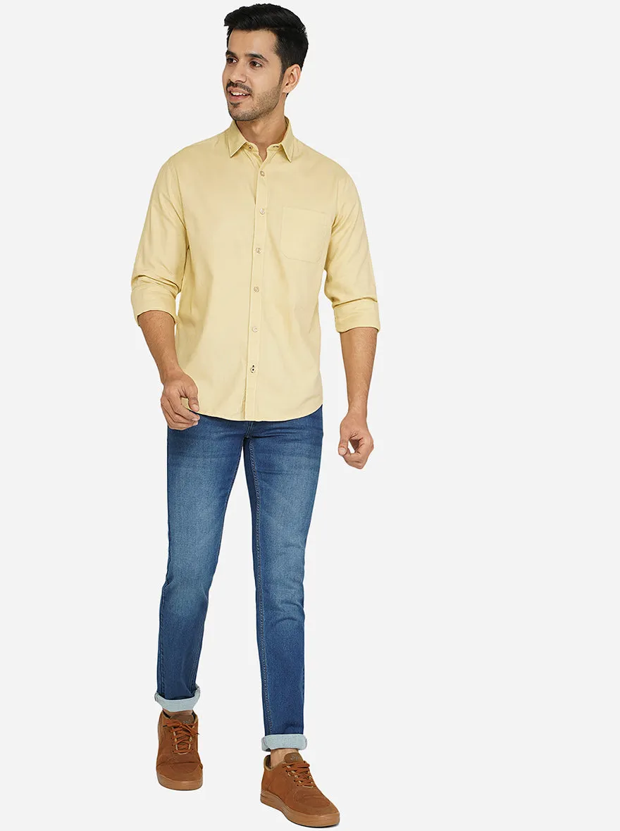 Khaki Solid Classic Fit Casual Shirt | Greenfibre