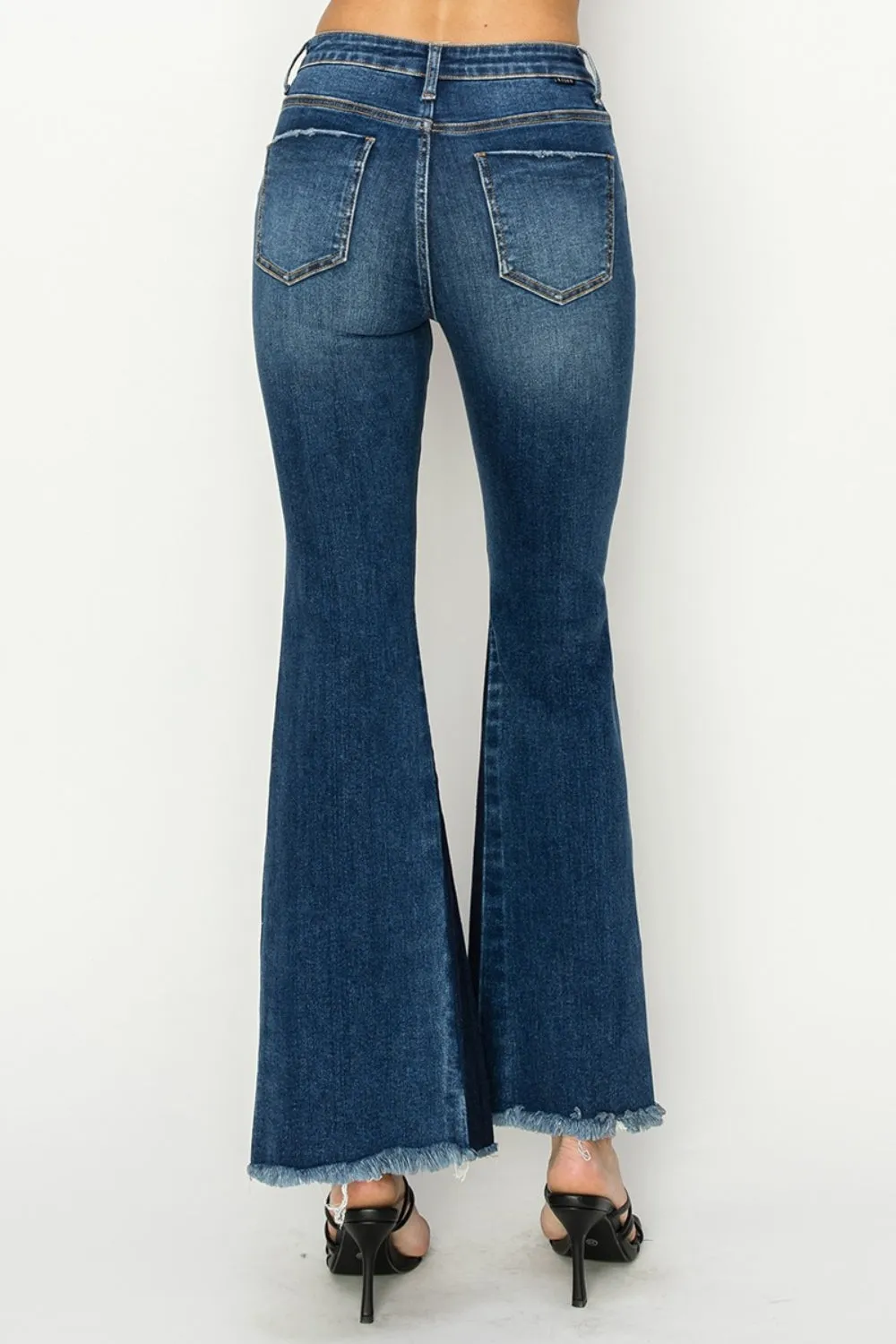 Liza High Rise Side Shadow Seam Detail Slit Flare Jeans