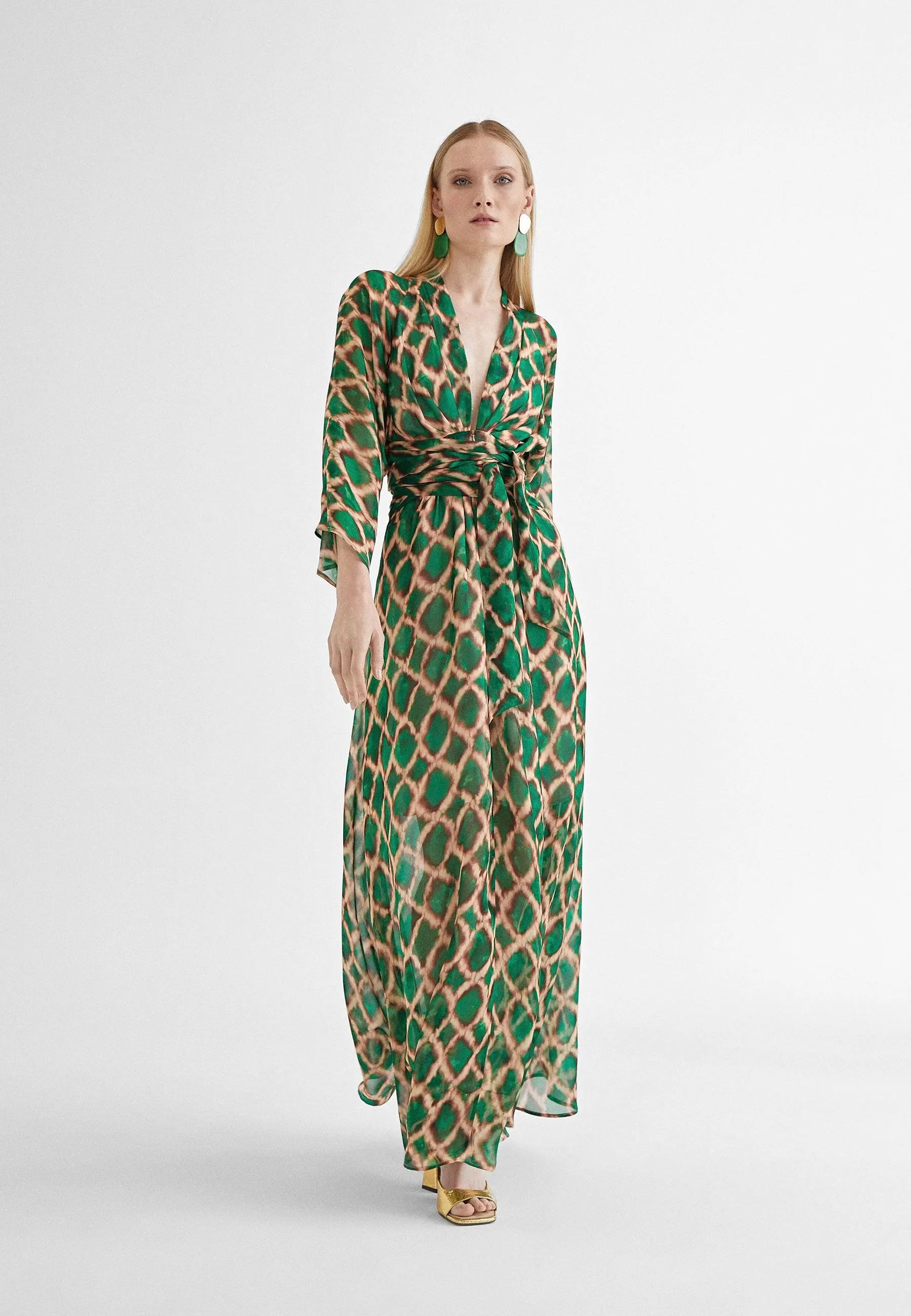 Long flowing printed dress