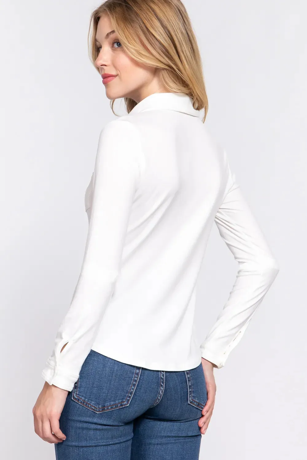 Long Sleeve Front Pocket DTY Brushed Shirt