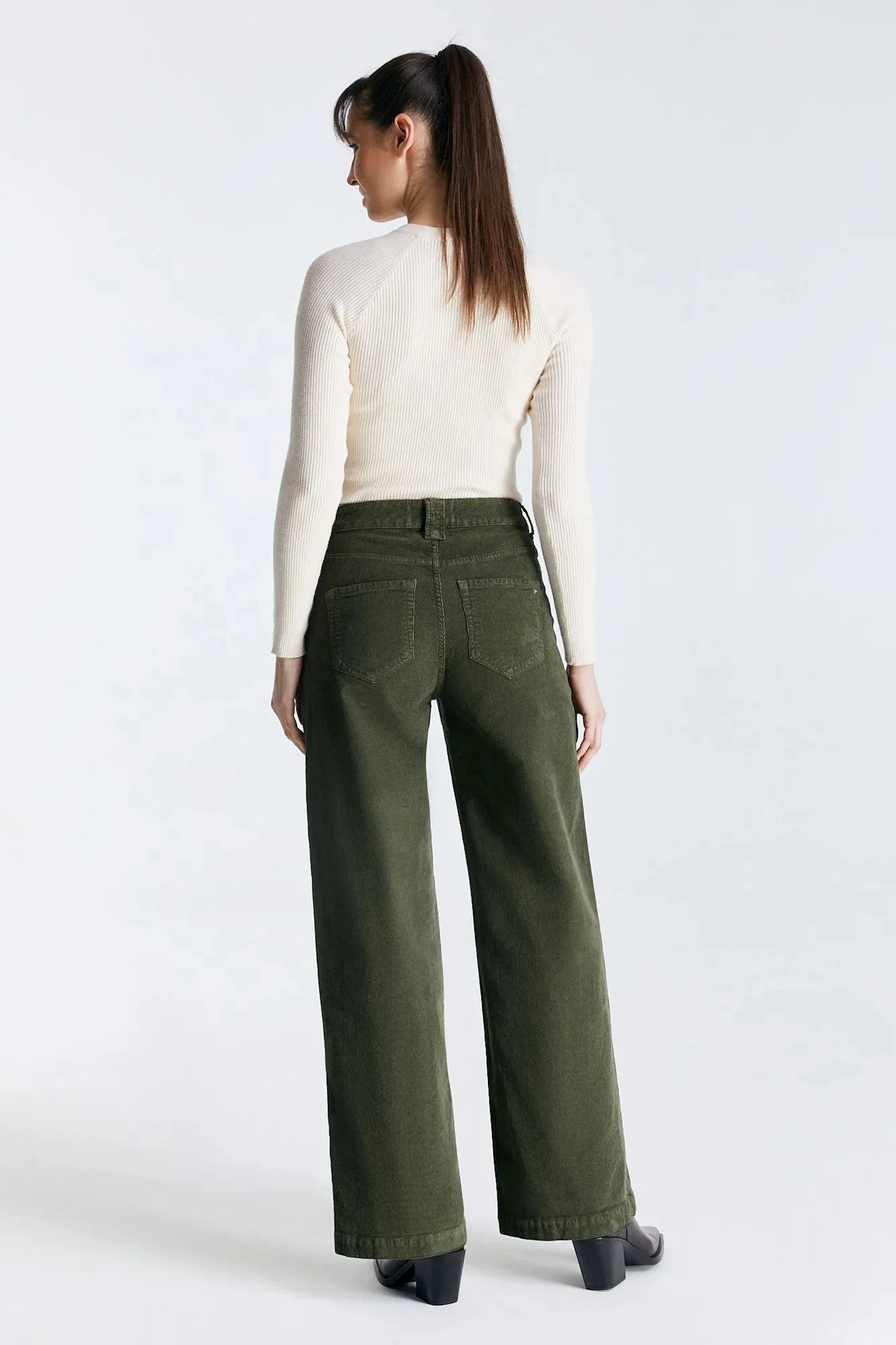 Lulu Cord - High Waist Baggy Jeans - Green