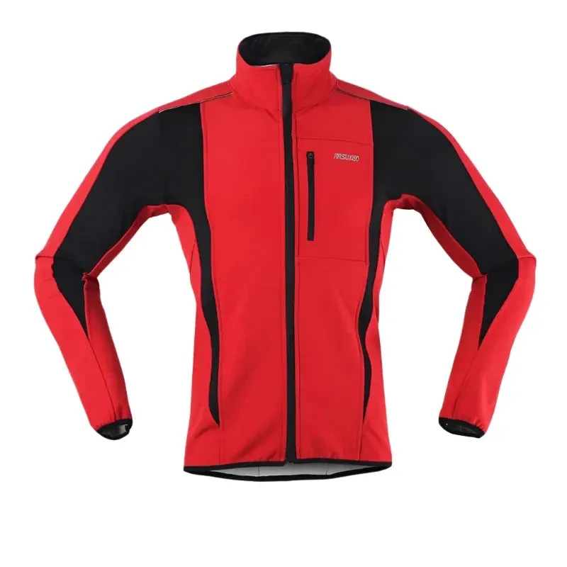 Men Cycling Reflective Jacket Thermal Fleece Winter Windproof Waterproof Jersey Autumn Bicycle Windbreaker MTB Bike Clothing