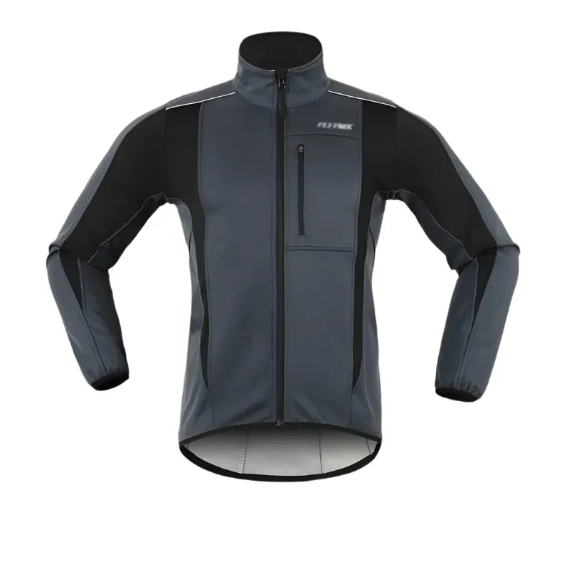 Men Cycling Reflective Jacket Thermal Fleece Winter Windproof Waterproof Jersey Autumn Bicycle Windbreaker MTB Bike Clothing