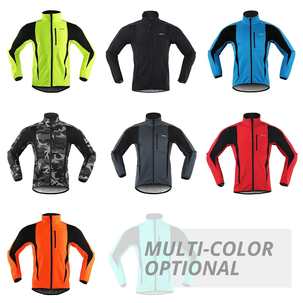 Men Cycling Reflective Jacket Thermal Fleece Winter Windproof Waterproof Jersey Autumn Bicycle Windbreaker MTB Bike Clothing