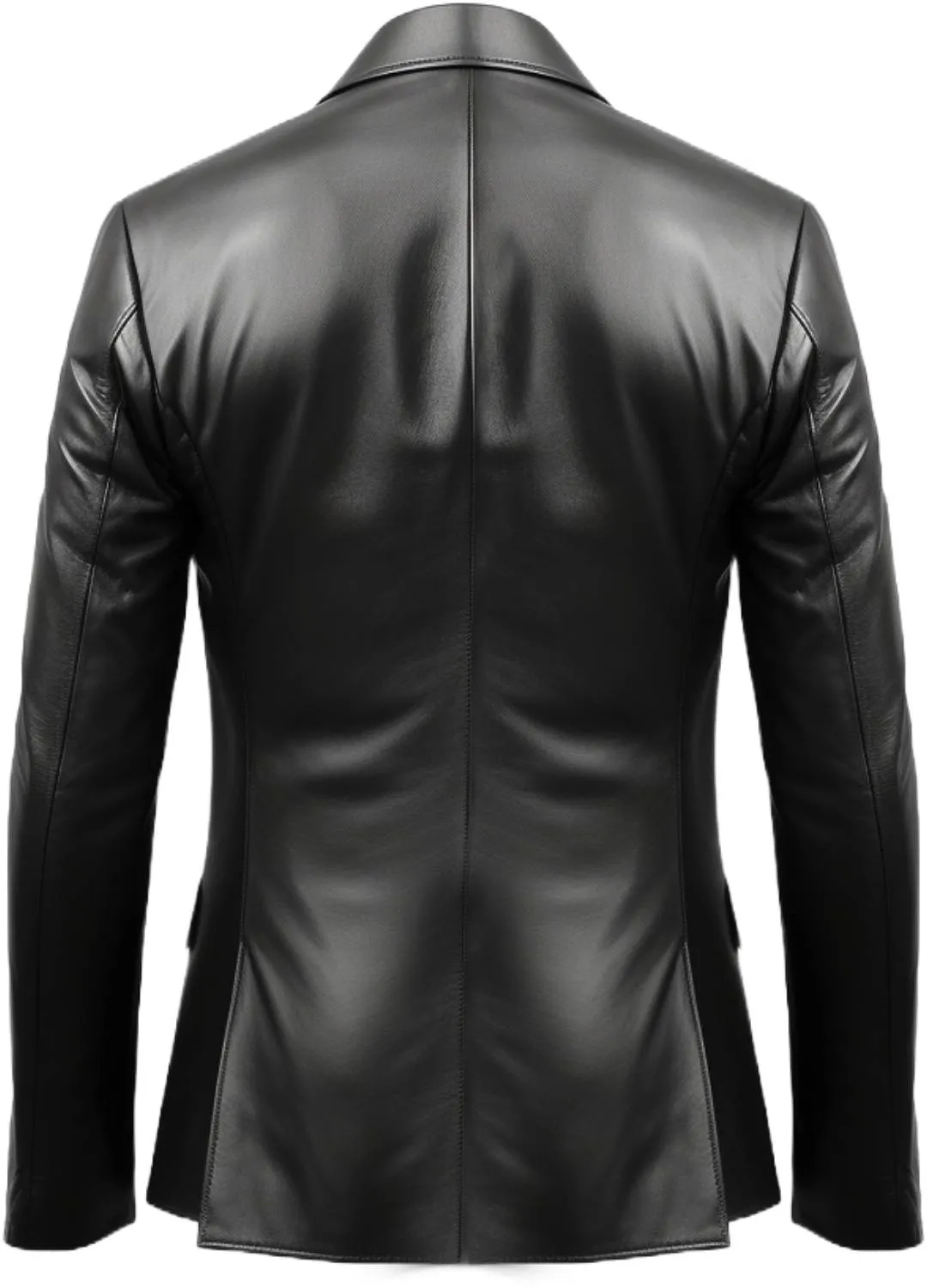 Men Two Button Stylish Leather Black Blazer