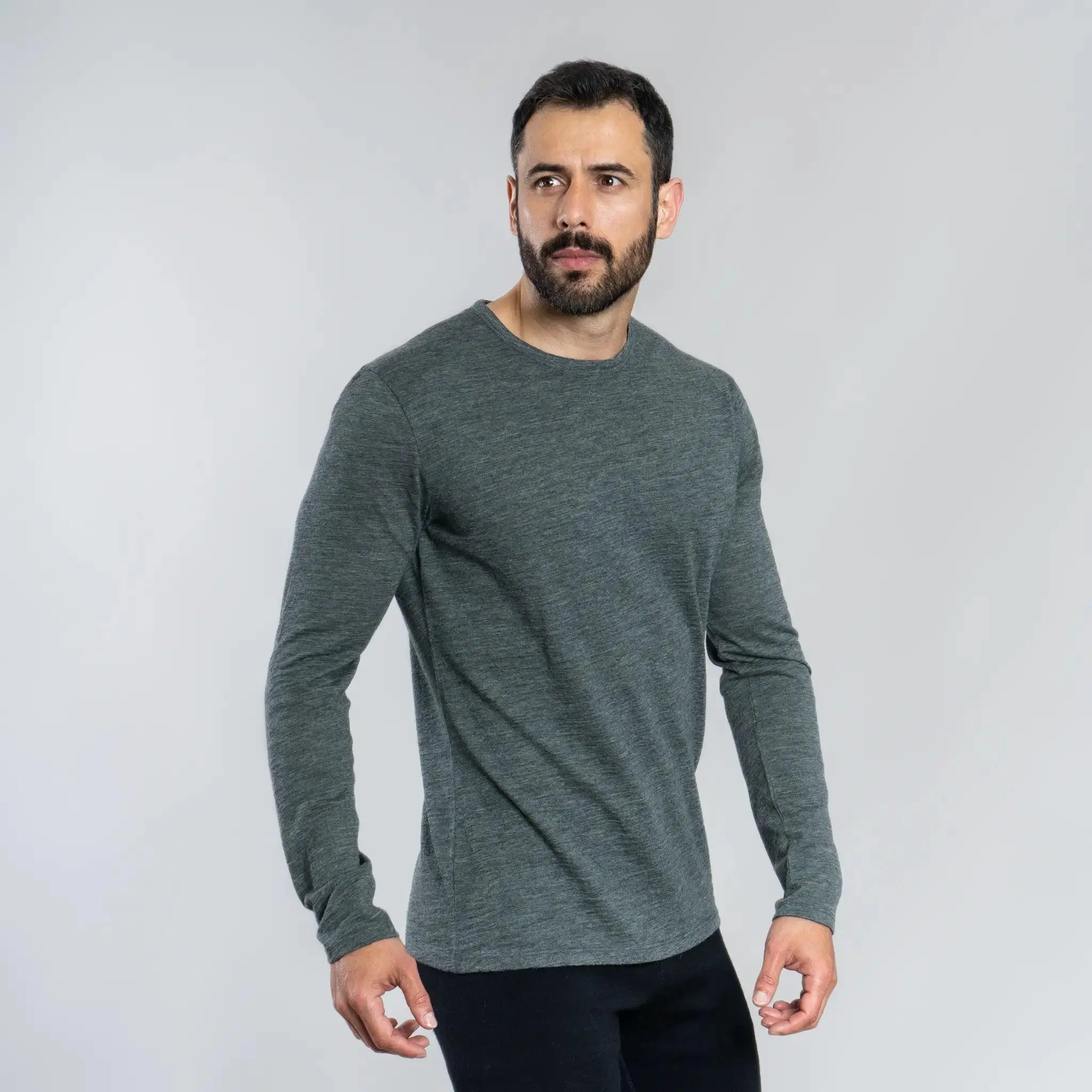 Men's Alpaca Wool Long Sleeve Shirt: 160 Ultralight