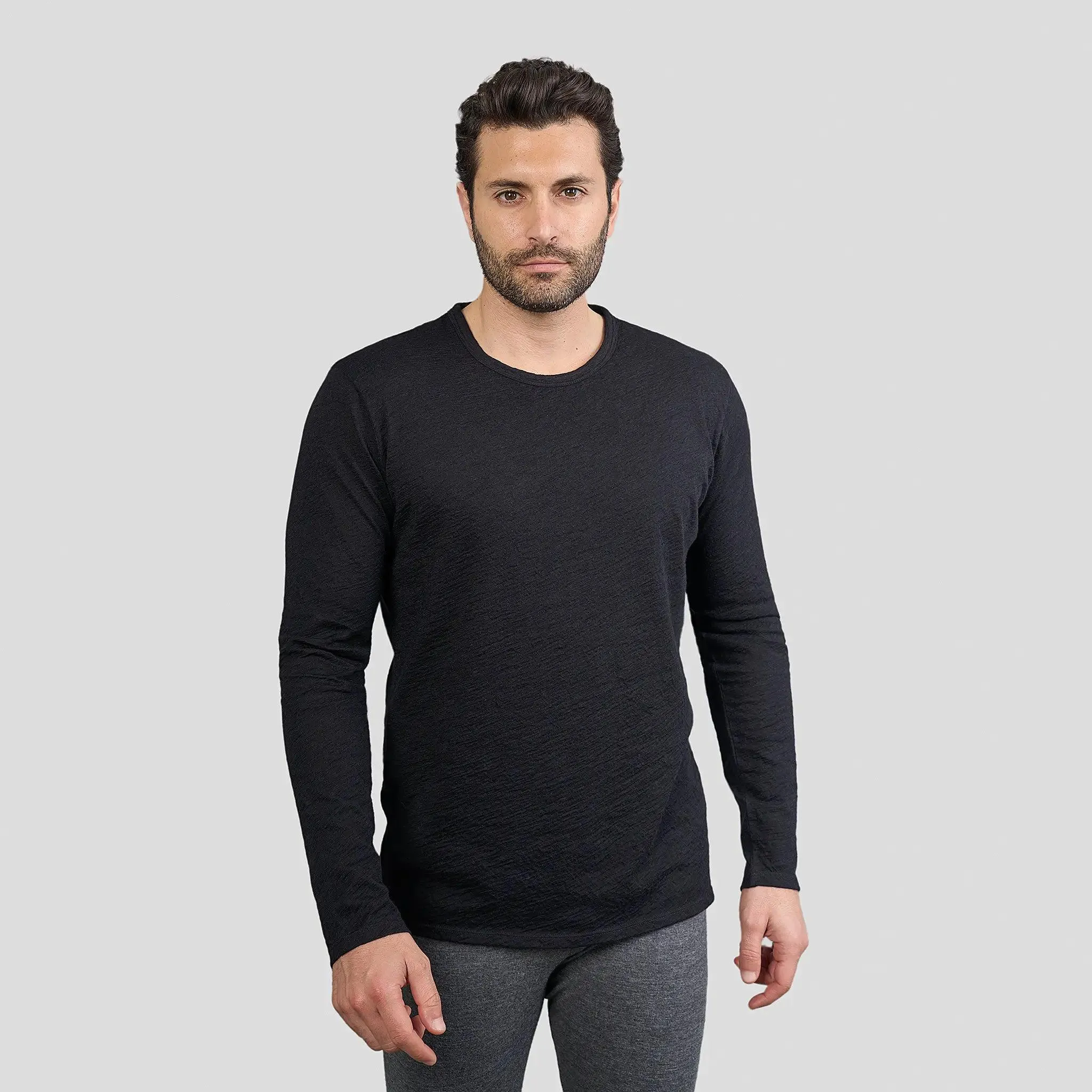 Men's Alpaca Wool Long Sleeve Shirt: 160 Ultralight