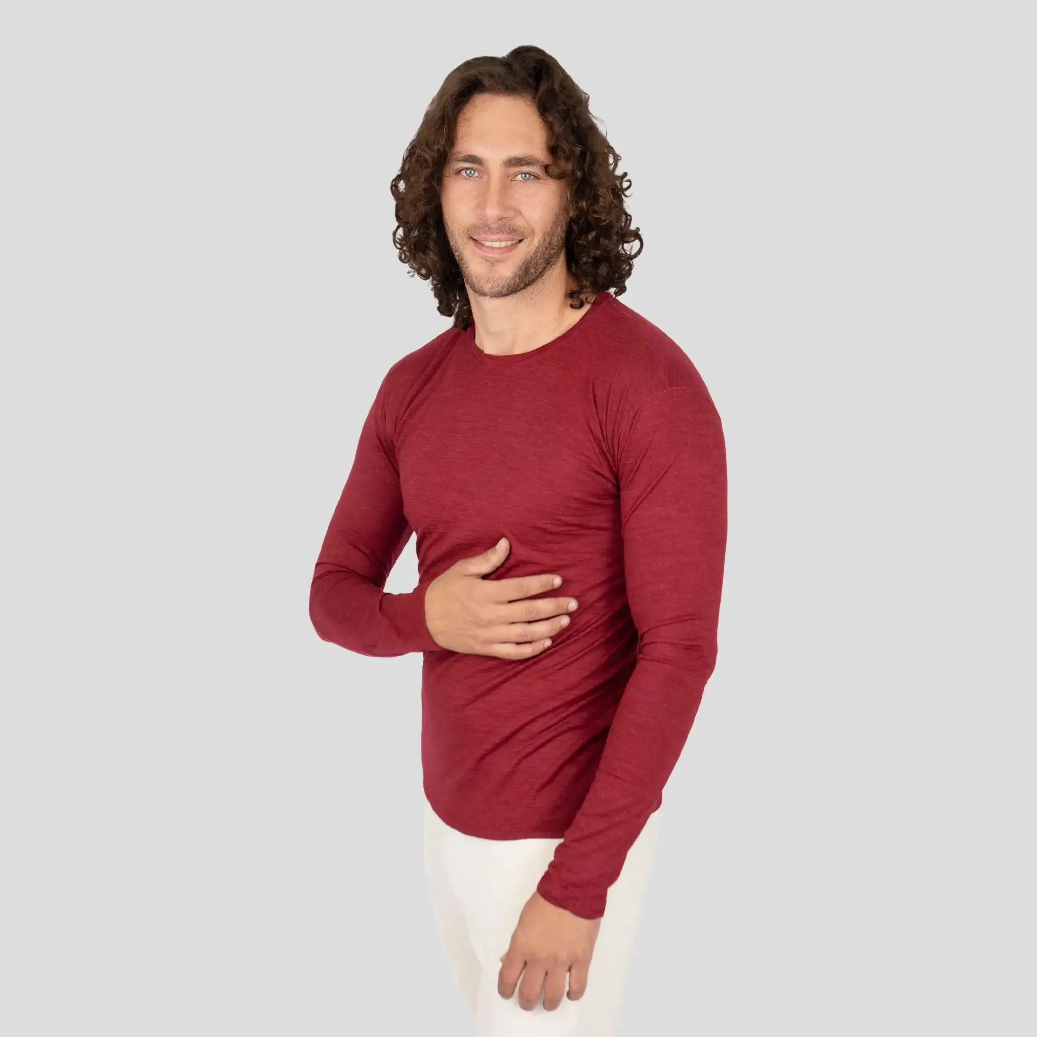 Men's Alpaca Wool Long Sleeve Shirt: 160 Ultralight