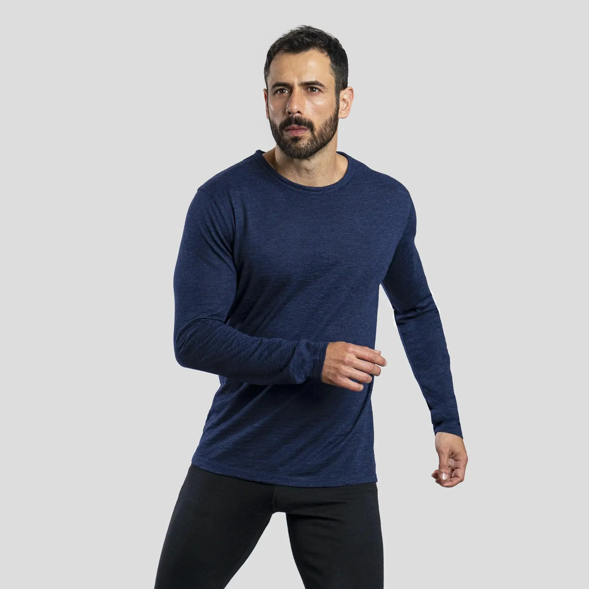 Men's Alpaca Wool Long Sleeve Shirt: 160 Ultralight