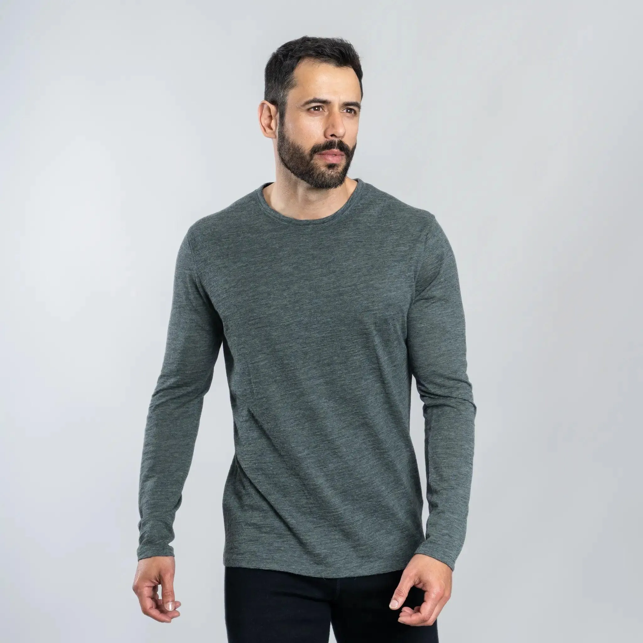 Men's Alpaca Wool Long Sleeve Shirt: 160 Ultralight