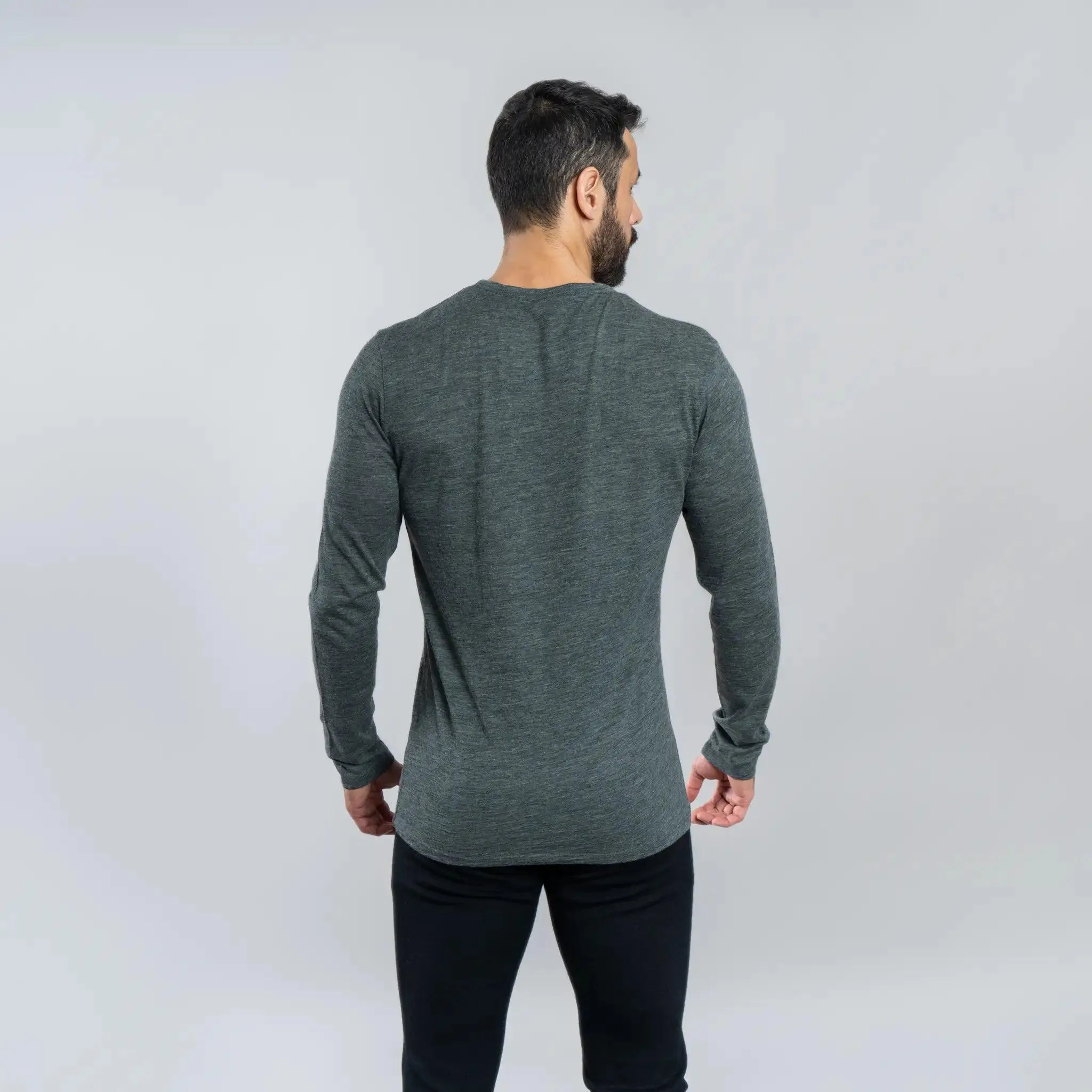 Men's Alpaca Wool Long Sleeve Shirt: 160 Ultralight