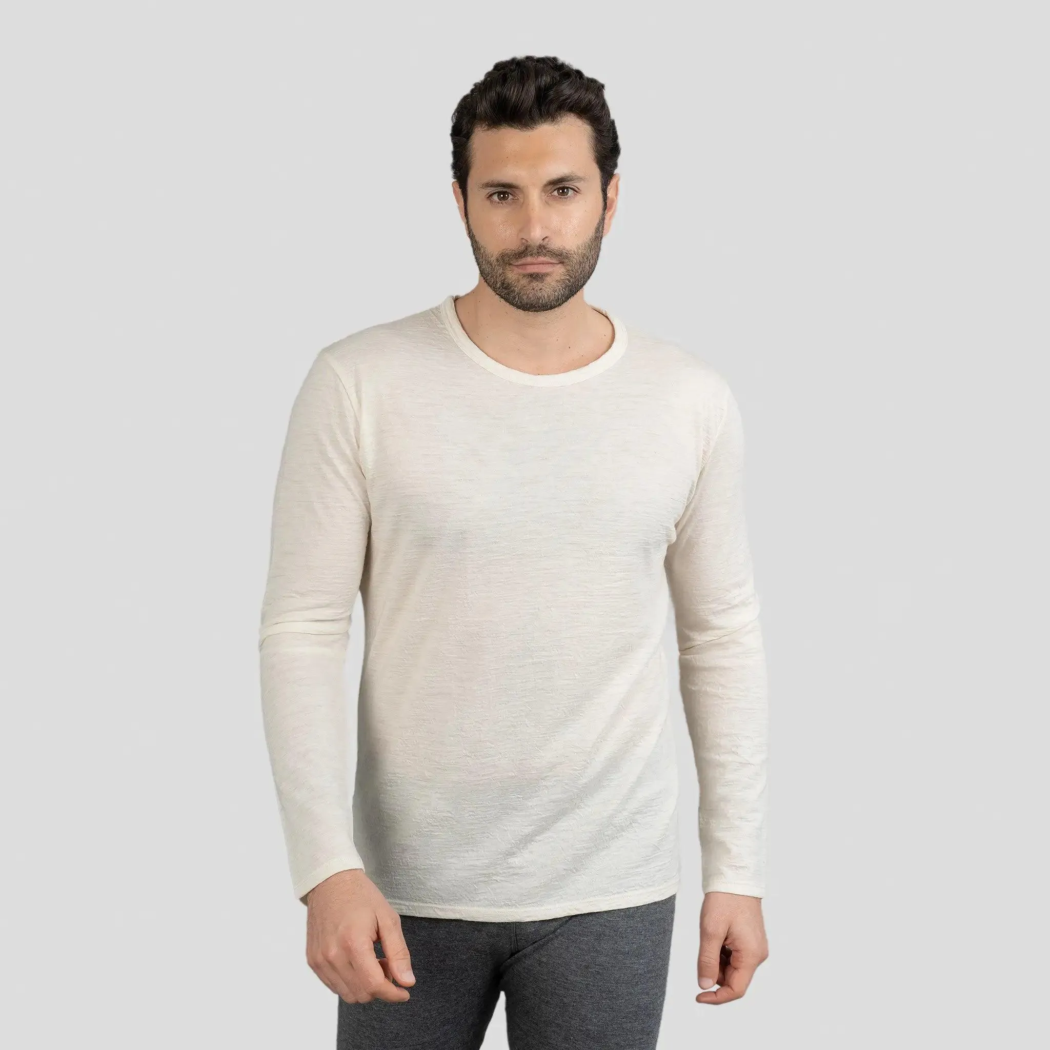 Men's Alpaca Wool Long Sleeve Shirt: 160 Ultralight