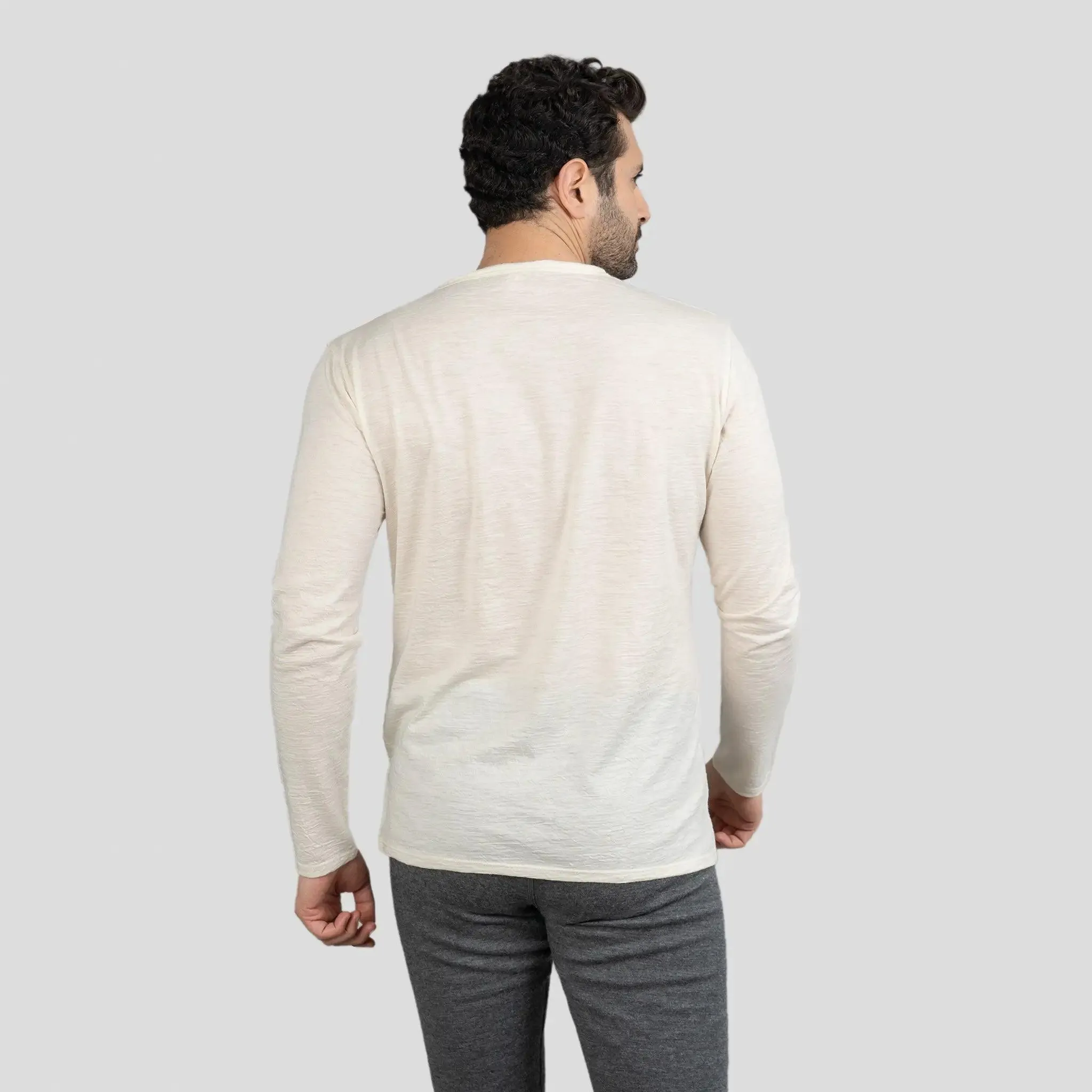 Men's Alpaca Wool Long Sleeve Shirt: 160 Ultralight