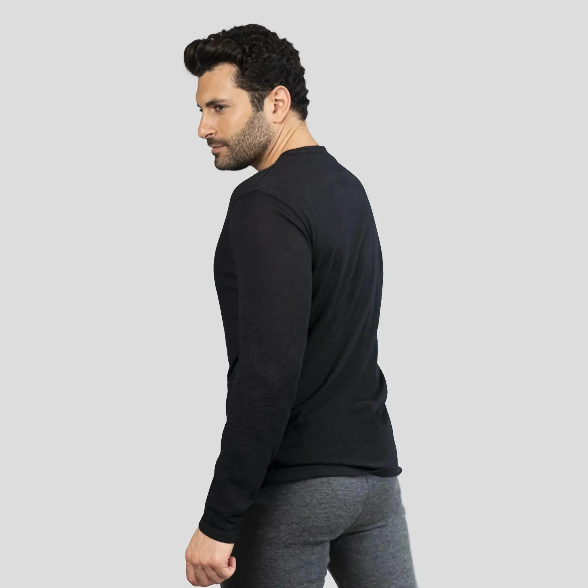 Men's Alpaca Wool Long Sleeve Shirt: 160 Ultralight