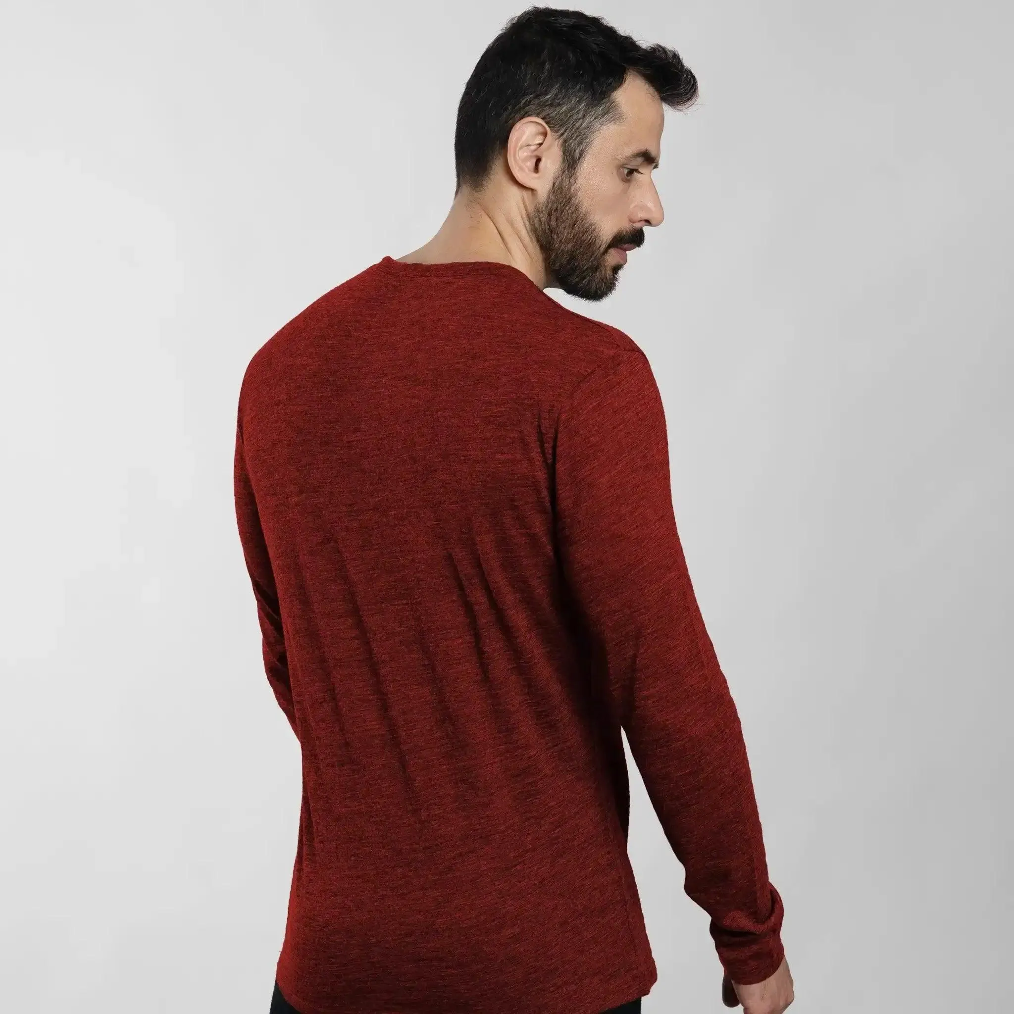 Men's Alpaca Wool Long Sleeve Shirt: 160 Ultralight