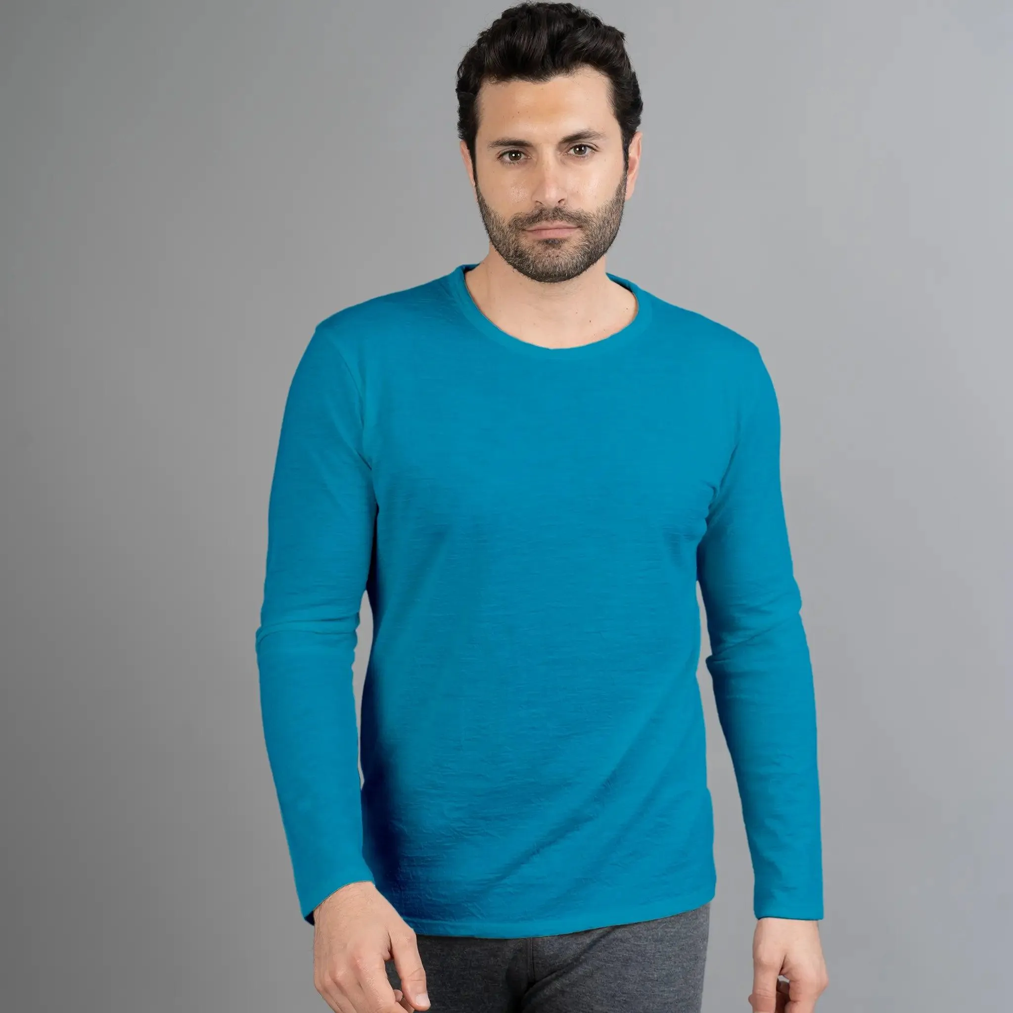 Men's Alpaca Wool Long Sleeve Shirt: 160 Ultralight